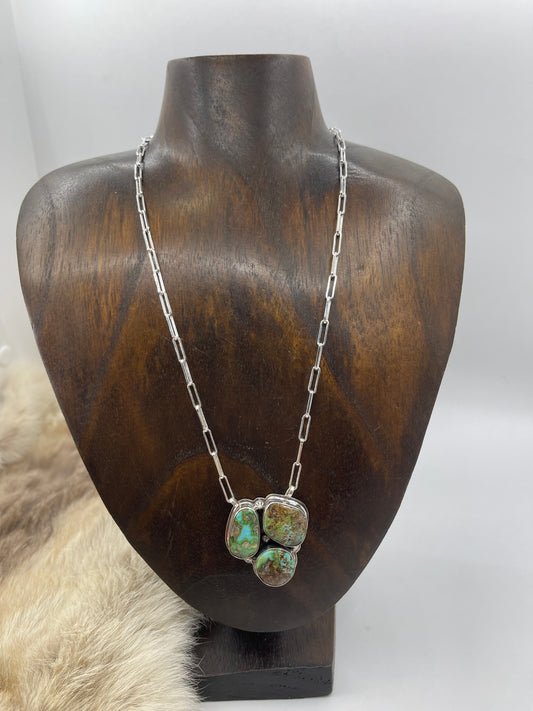 18" 3 Stone Sonoran Gold Turquoise Necklace
