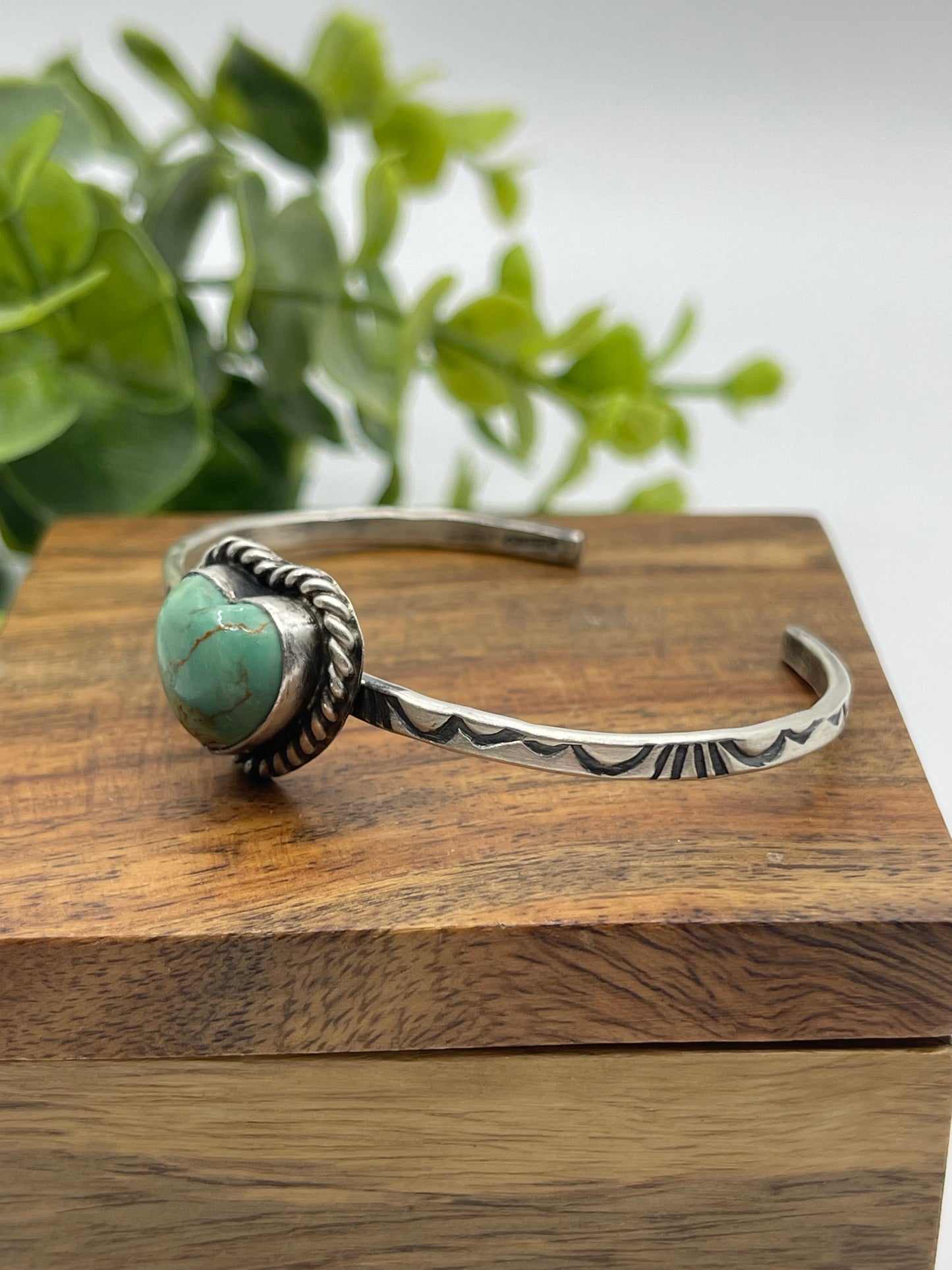 5.5" - 7" Kingman Turquoise Heart Cuff by Donovan Skeet, Navajo