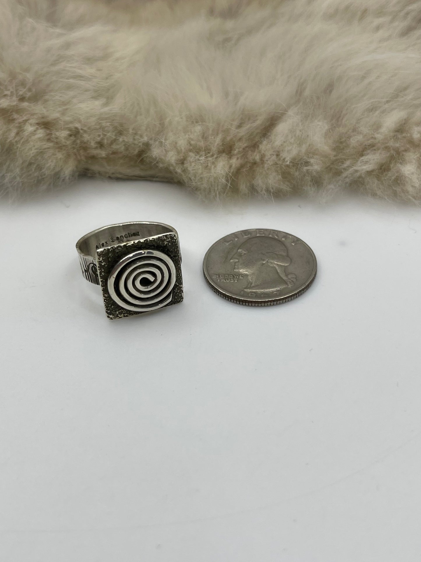 Adjustable 7.0-11.0 Spiral Ring by Alex Sanchez, Navajo
