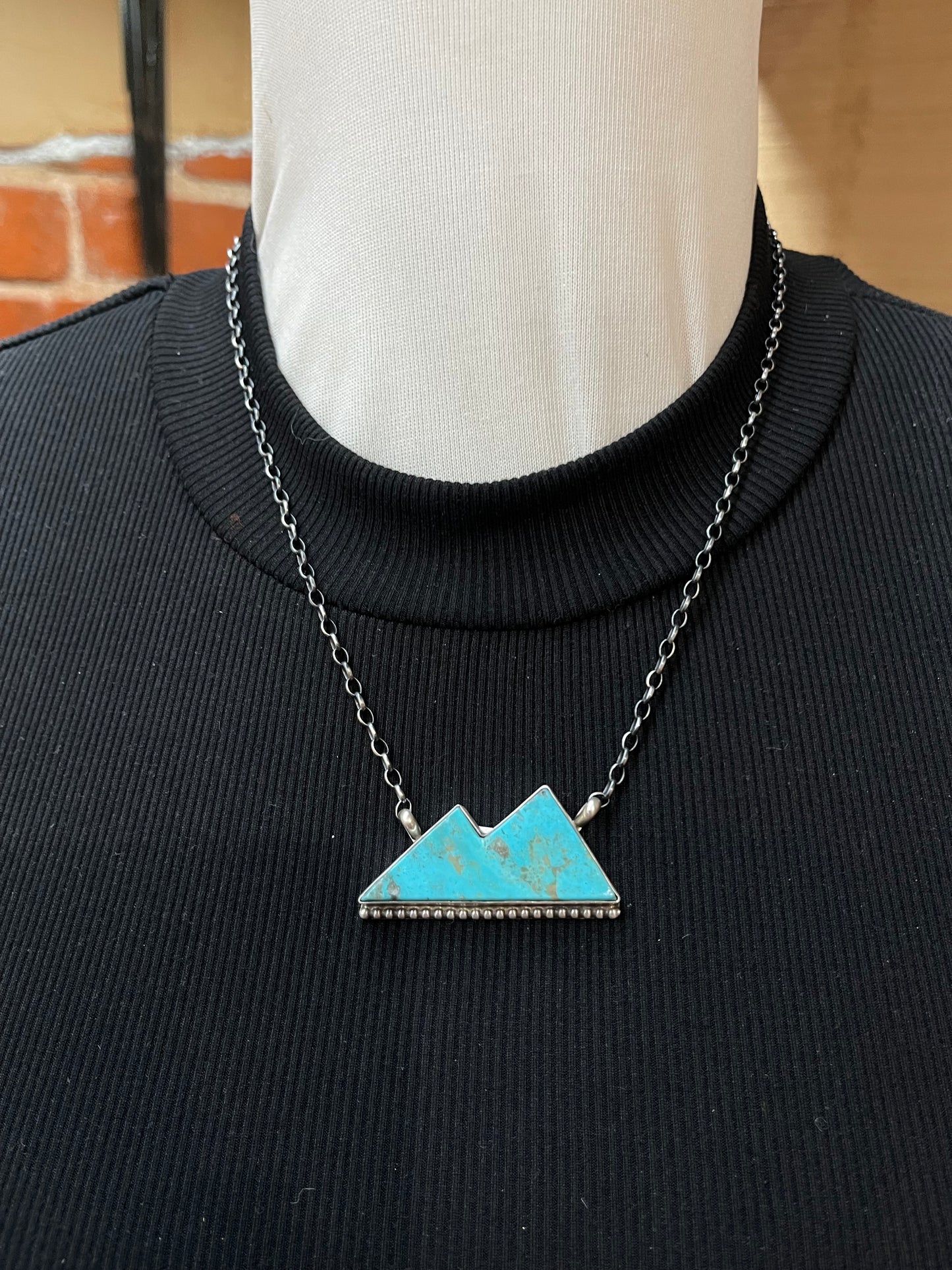 18" Kingman Turquoise Necklace by Augustine Largo, Navajo