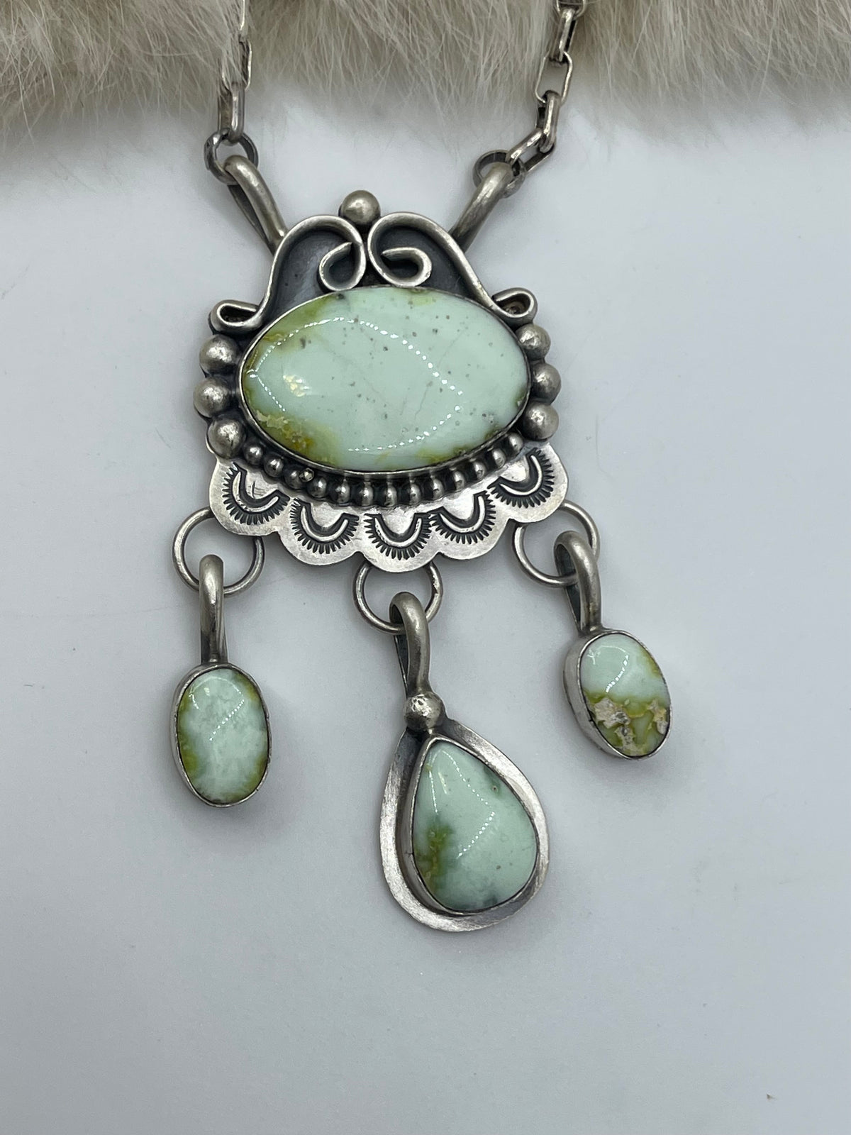 20" 4 Stone Palomino Turquoise Necklace by Delbert Secatero, Navajo