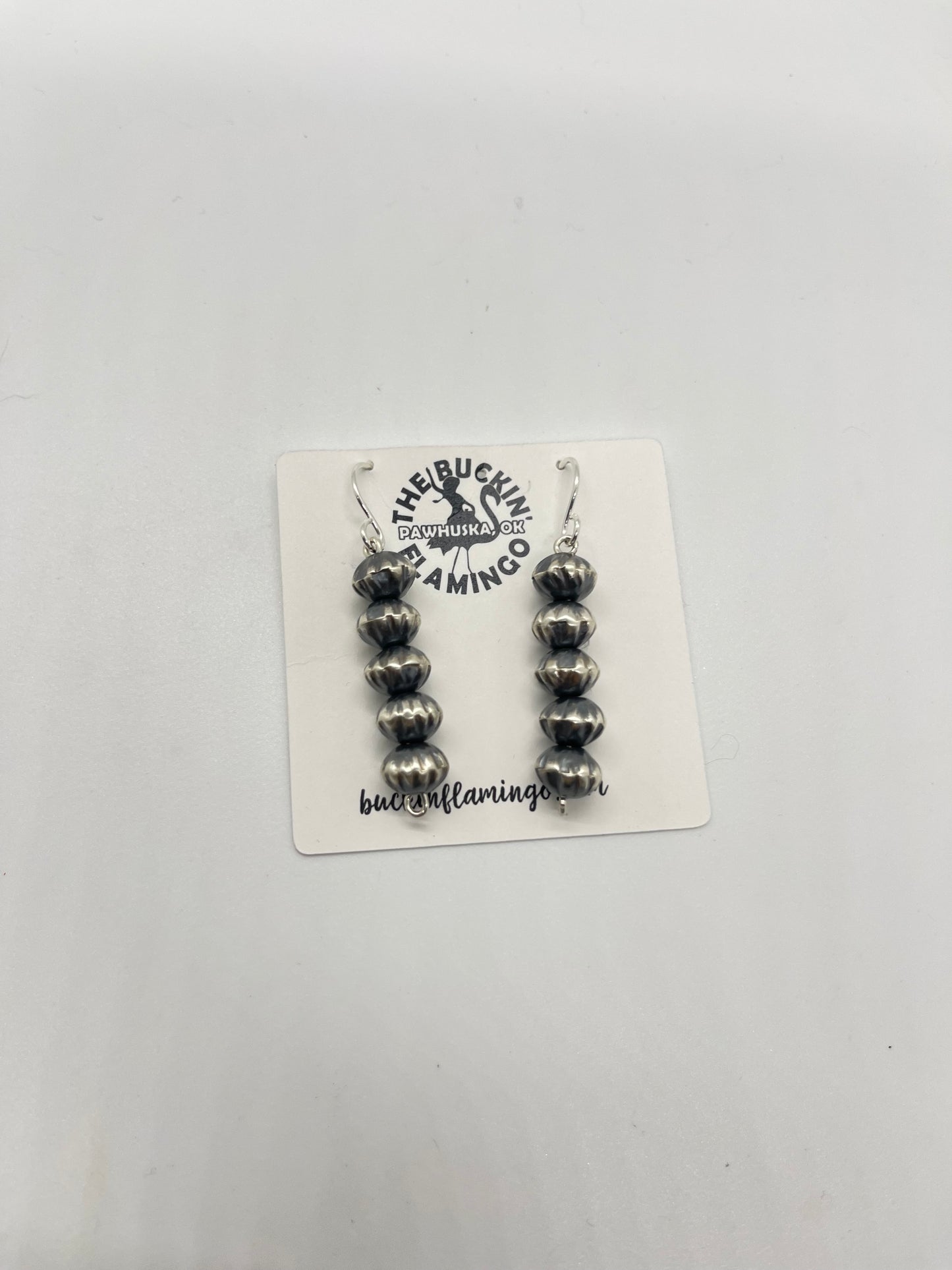 20" 8mm Handmade Navajo Pearls Necklace and Dangle Earrings Set by Crystal Hailey, Navajo