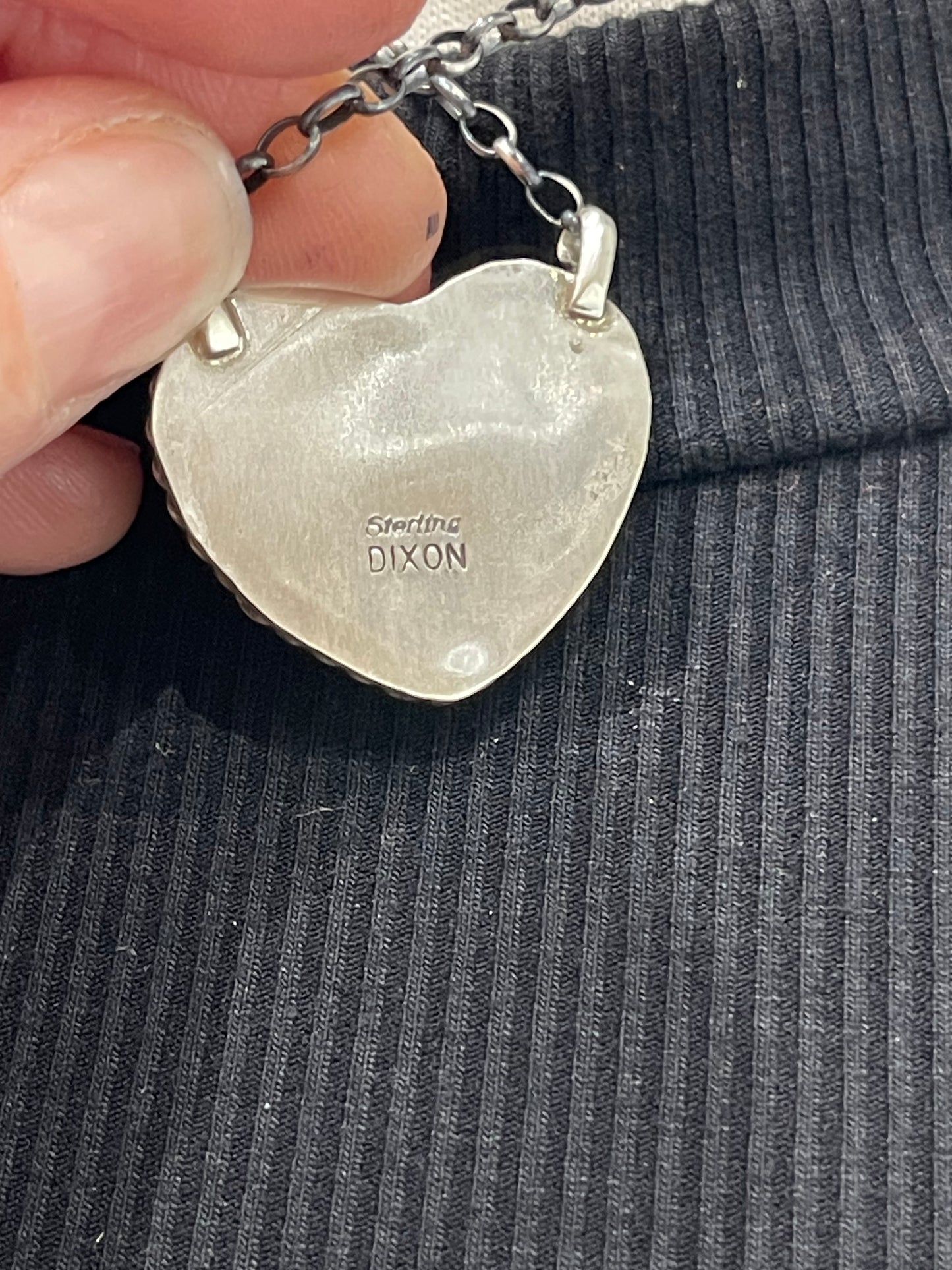 18” Turquoise Kingman Heart Necklace by Johnny Dixon, Navajo