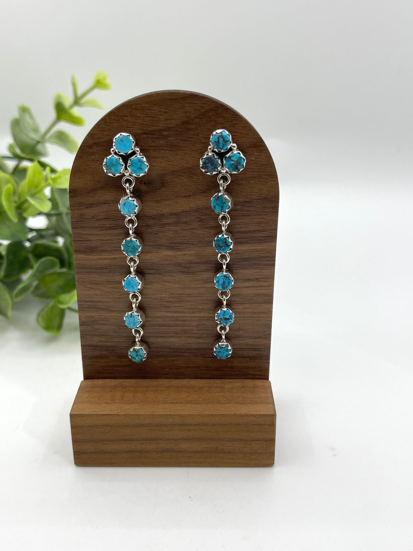 Sleeping Beauty Turquoise Long Dangle Earrings