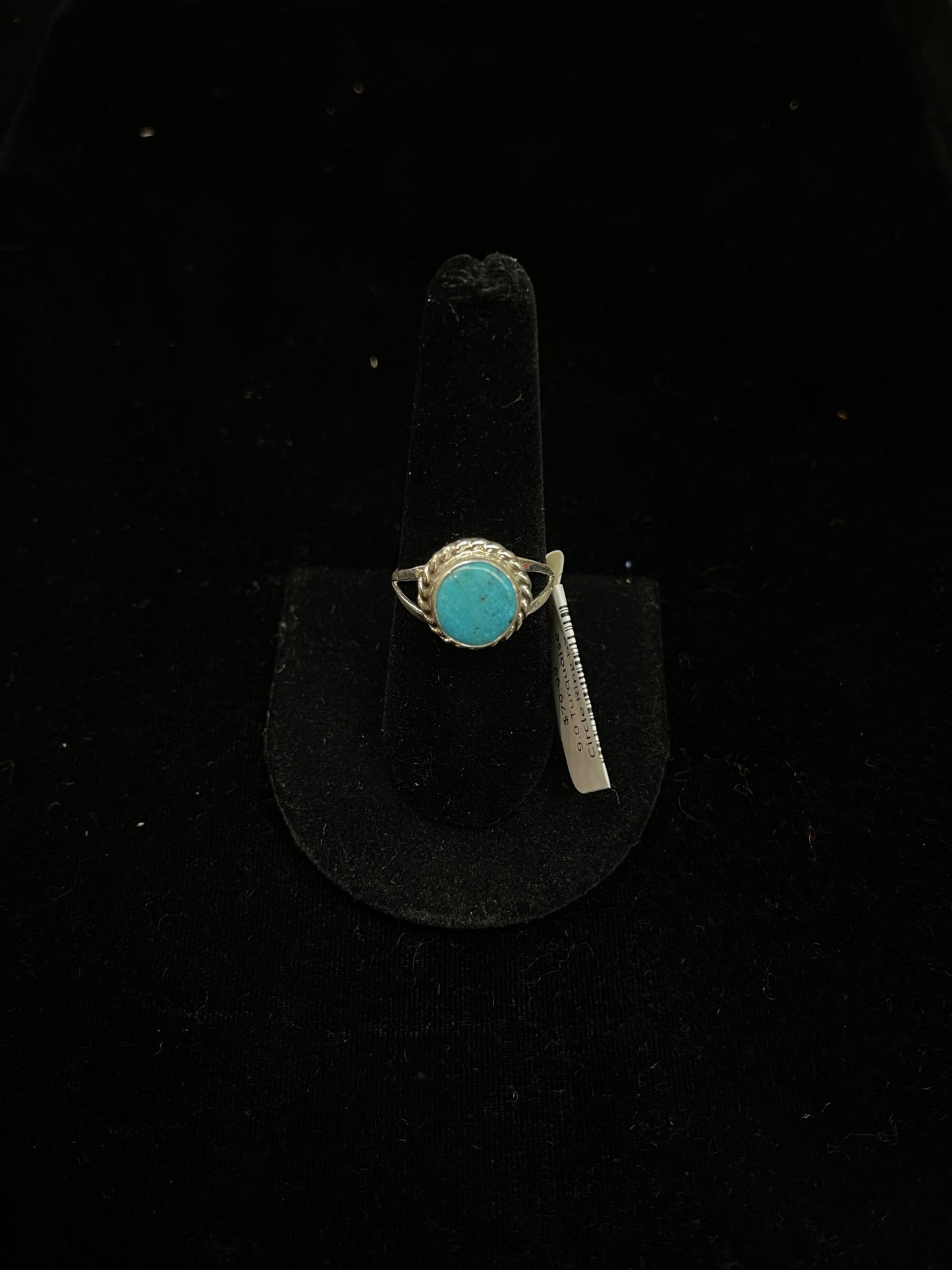 6.5 Turquoise Circle Ring by Sheryl Kee, Navajo