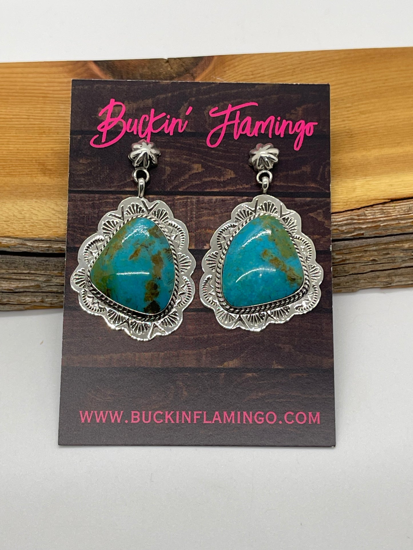 Turquoise Triangle Post Dangle Earrings by Phyllis Smith, Navajo