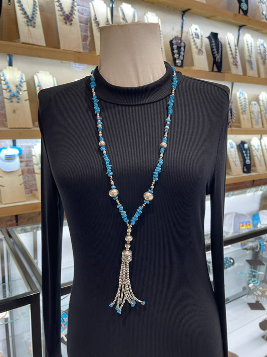 30”+6” Drop Turquoise & Navajo Style Pearls