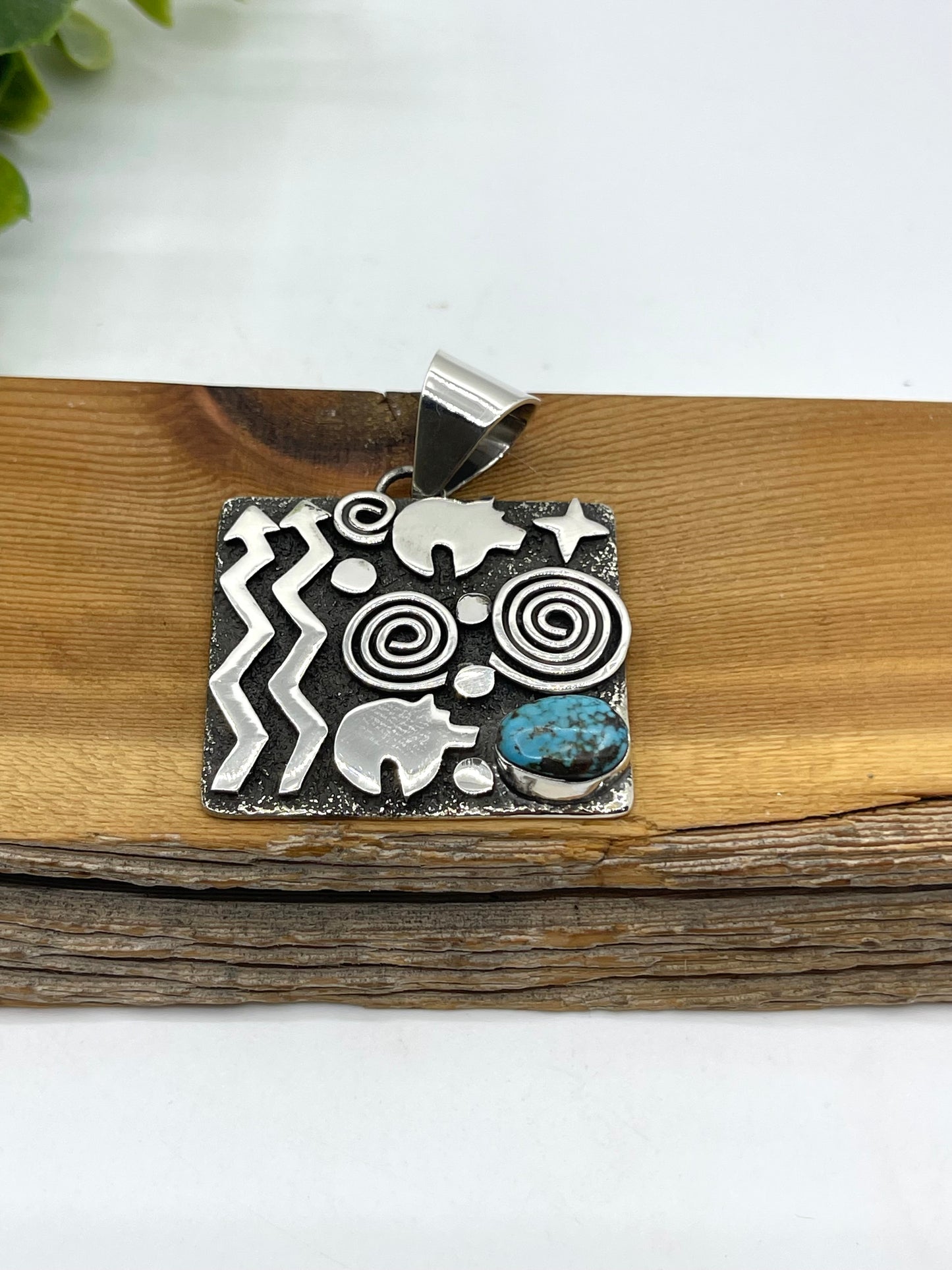 8mm Bail Kingman Turquoise Pendant by Alex Sanchez, Navajo