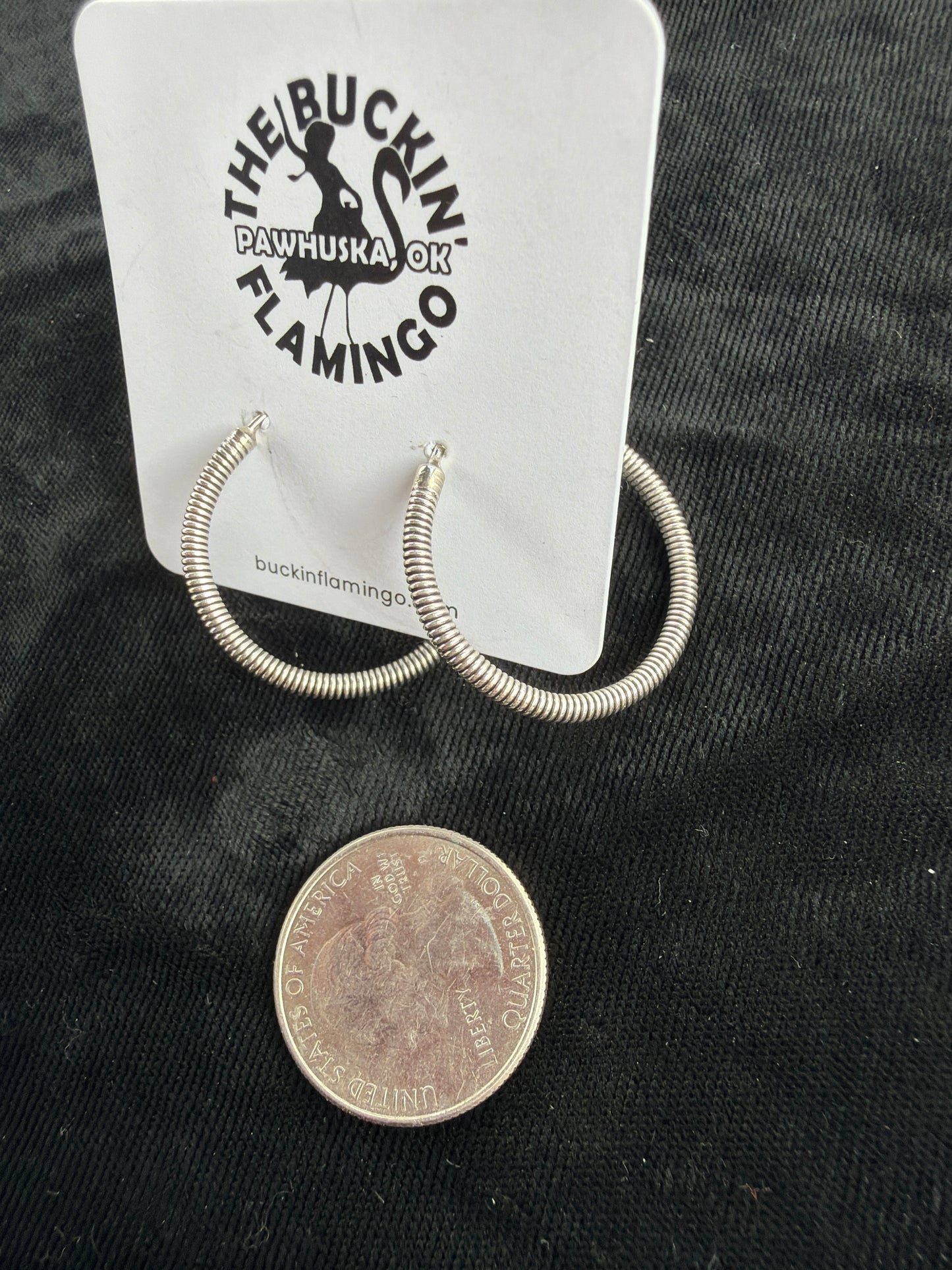 Textured Silver Hoop Earrings By Elaine Tahe, Navajo