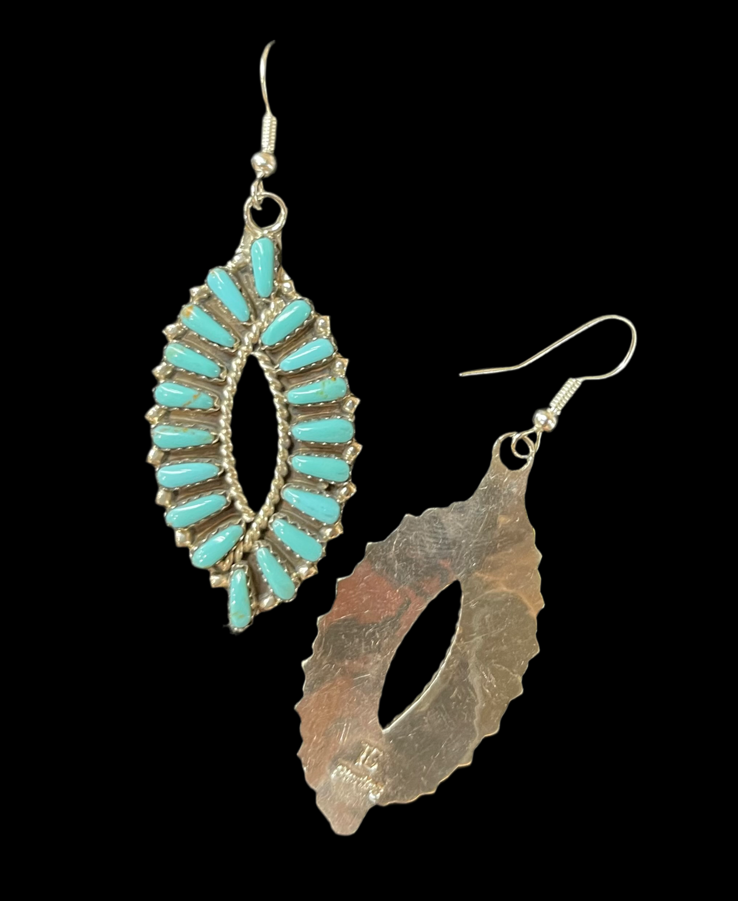 Multi-Stone Turquoise Hook Dangle Earrings by Tamara Benally, Navajo