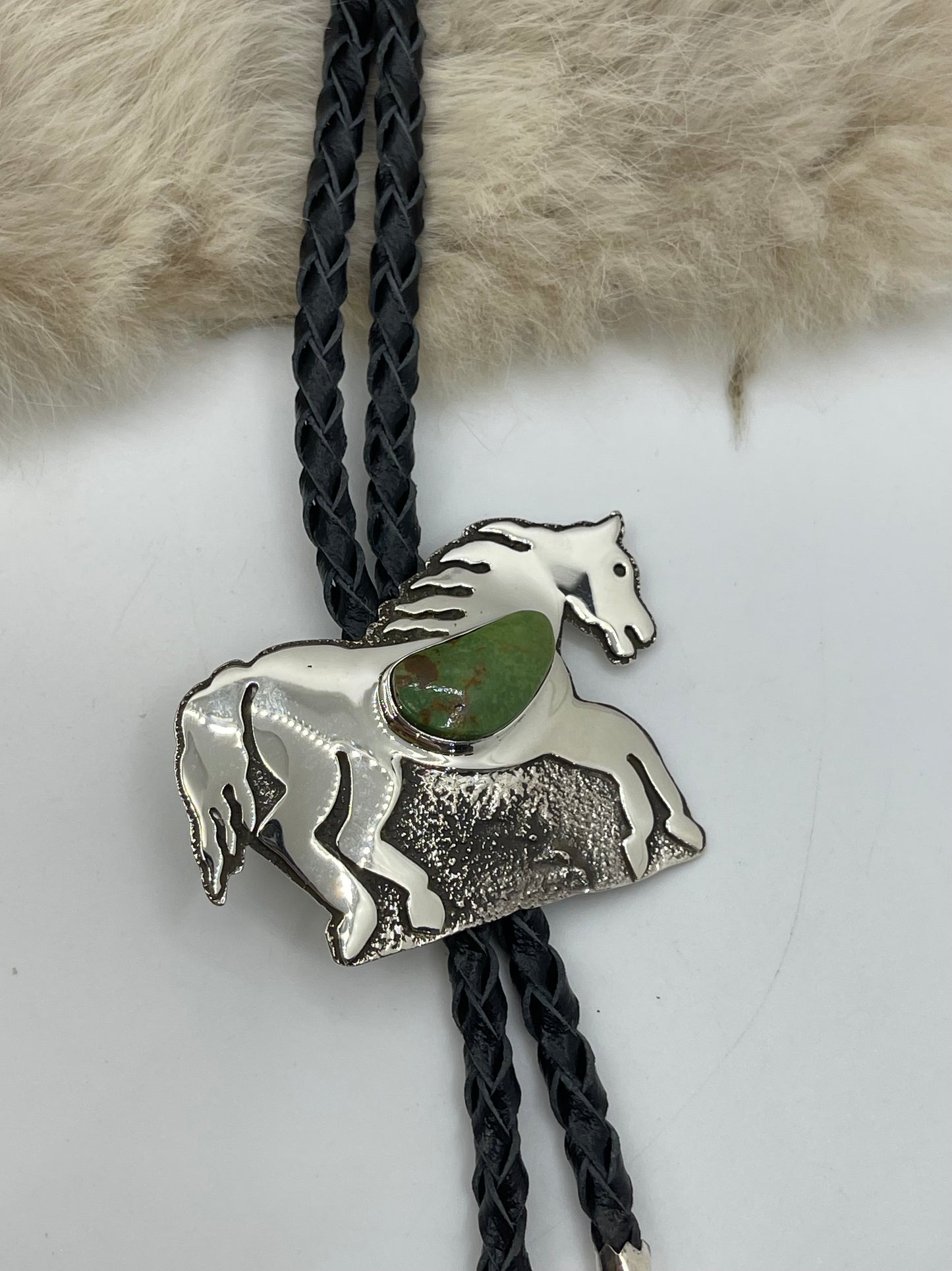 Royston Turquoise Horse Bolo by Marie Jackson, Navajo