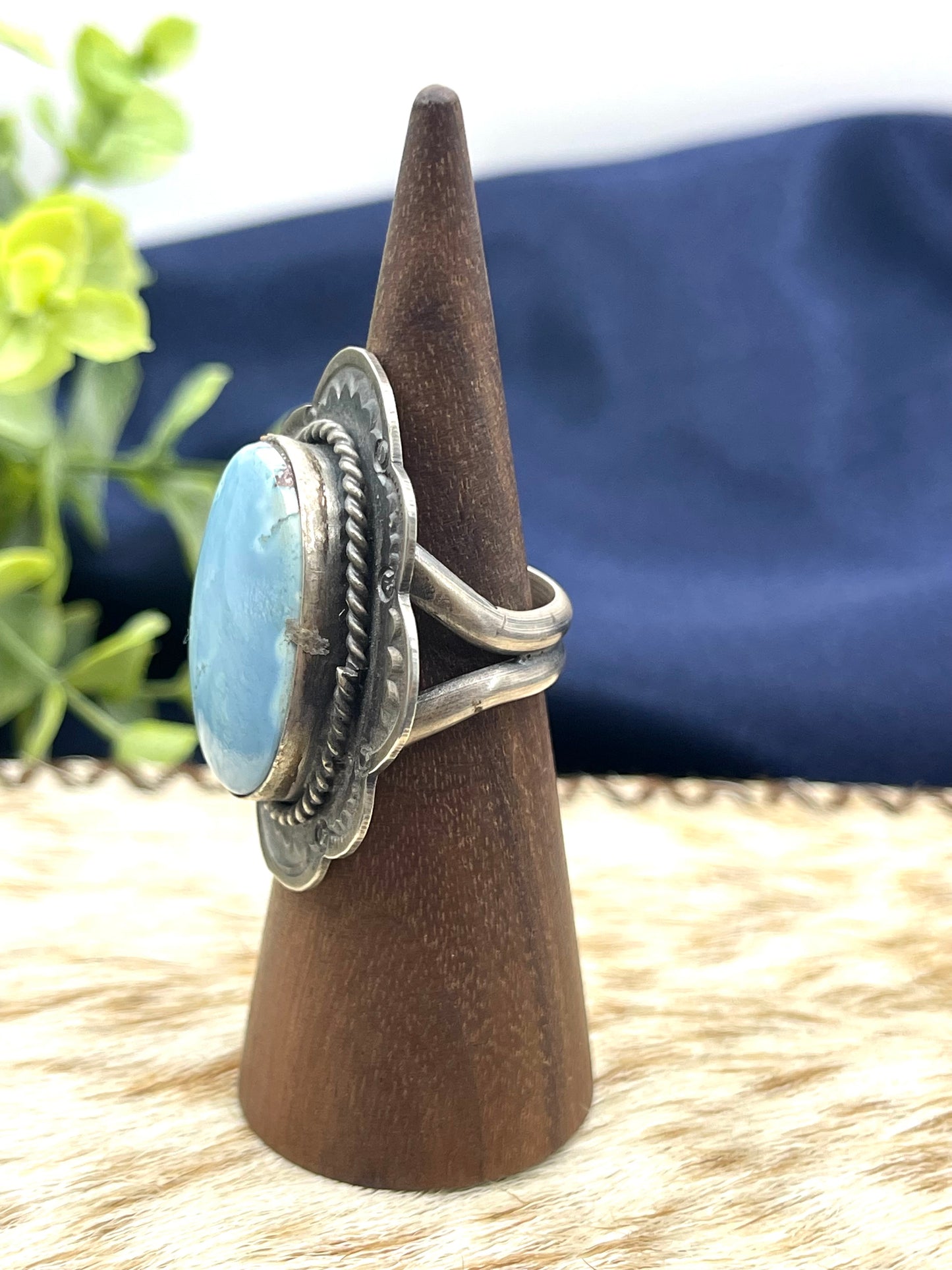 8.0 Oval Golden Hills Ring By Boyd Ashley, Navajo