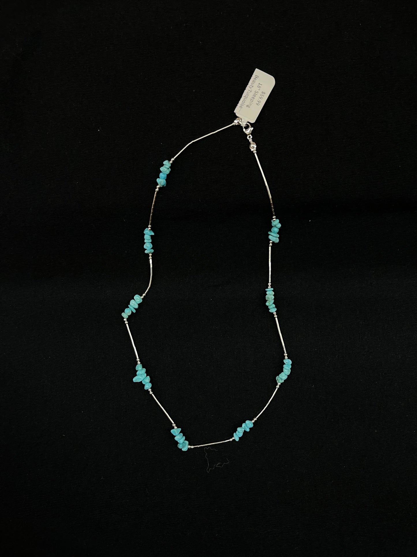 18" Sleeping Beauty Turquoise Nugget and Liquid Silver Necklace