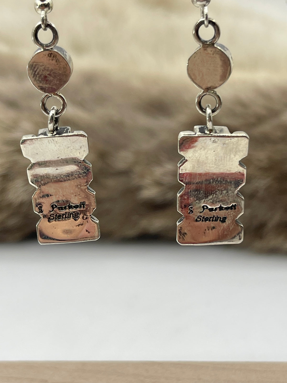 Black Spiny Earrings by Sandra Parkett, Navajo