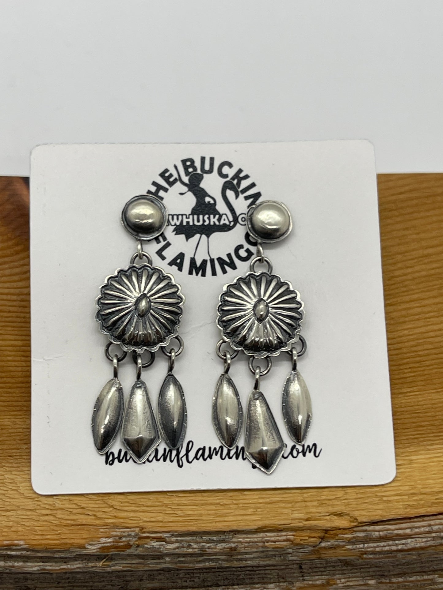 Concho Dream Catcher Post Earrings by Terry Charlie, Navajo