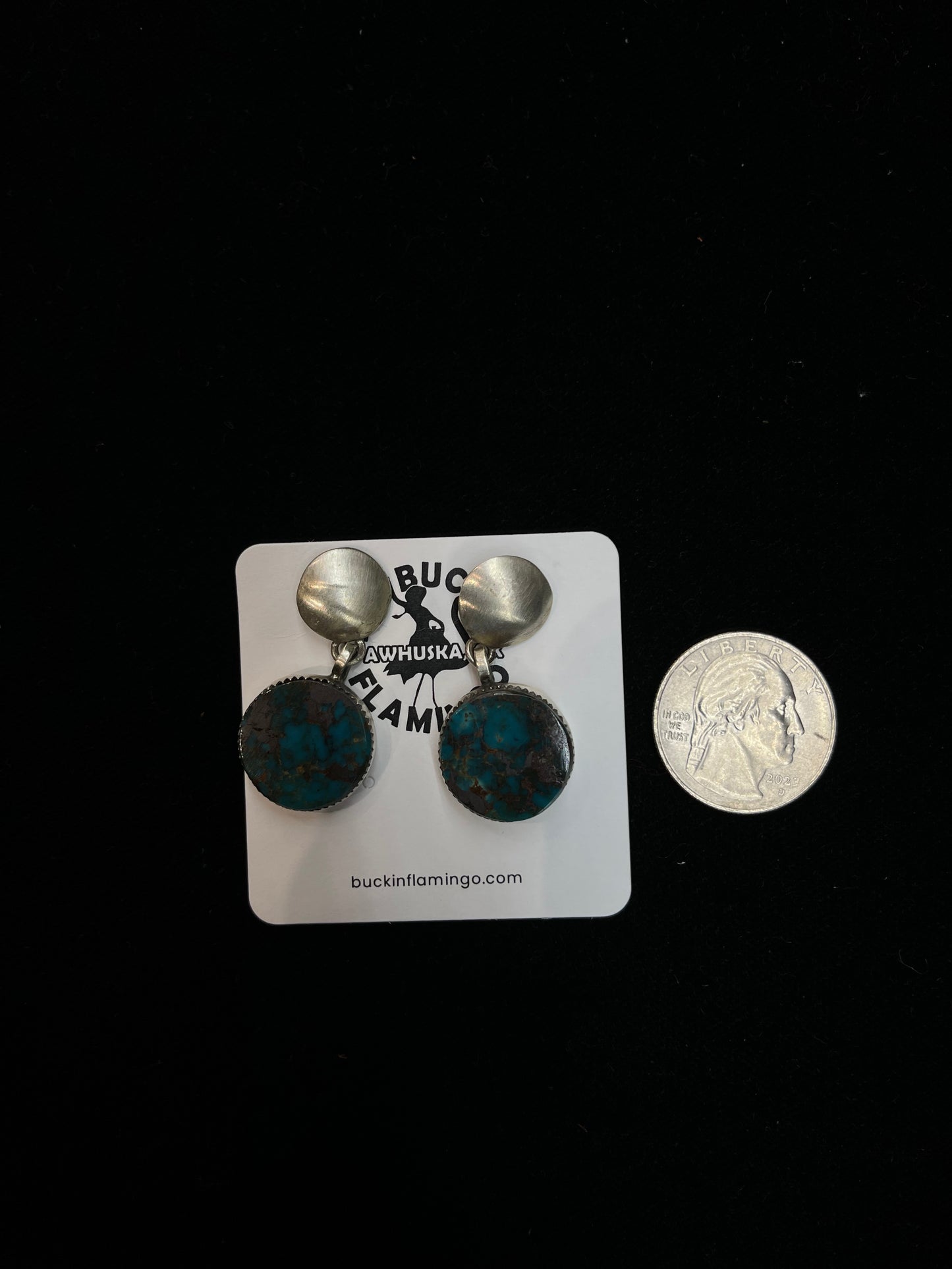 Egyptian Turquoise Post Dangle Earrings by Selina Warner, Navajo