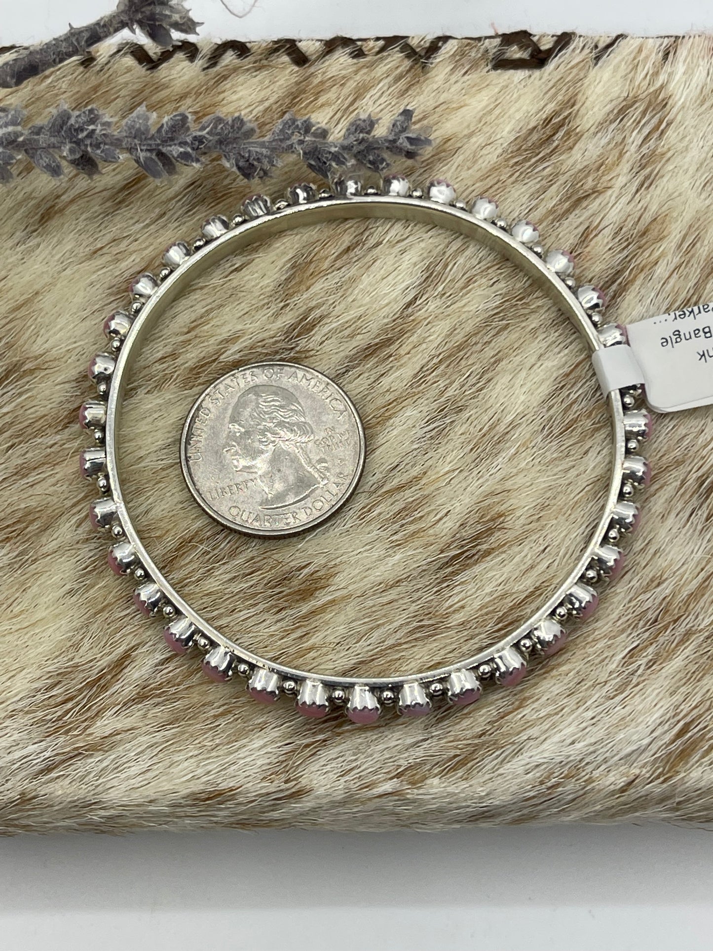 7 3/4" Pink Conch Shell Bangle by Gaynell Parker, Navajo