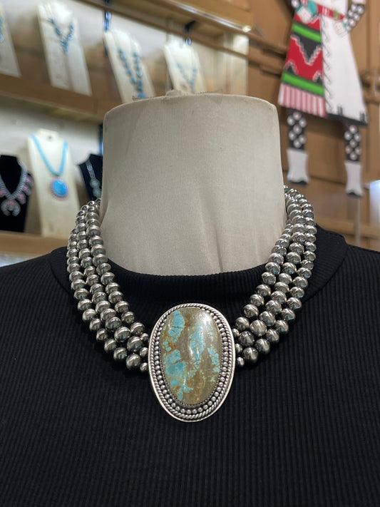16" #8 Turquoise Necklace by Jeff Largo