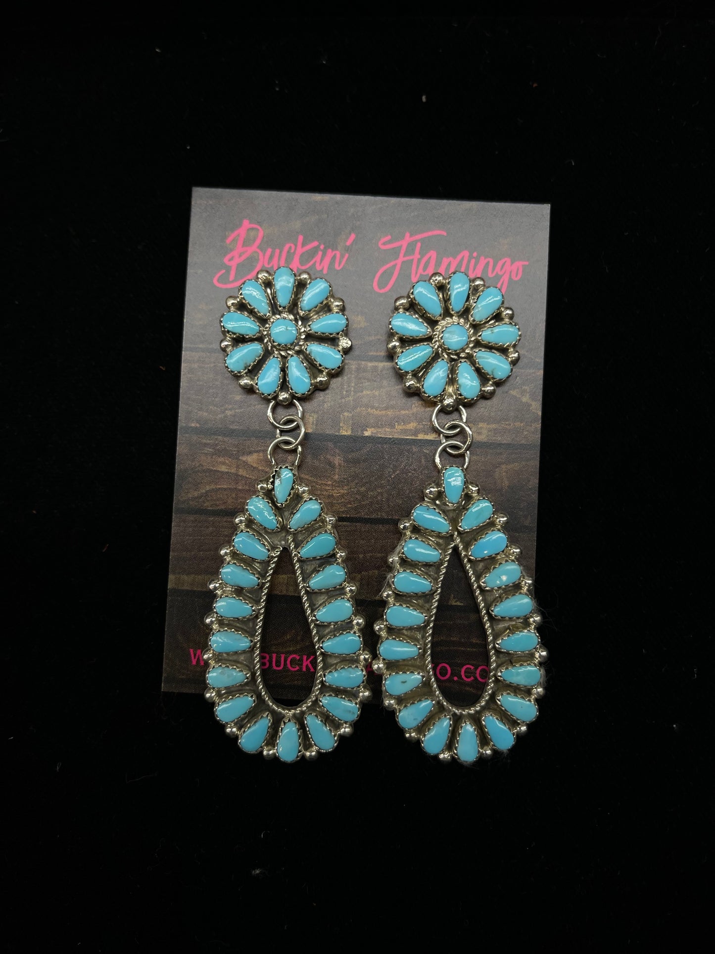 Sleeping Beauty Turquoise Post Dangle earrings by Alicia Wilson, Navajo