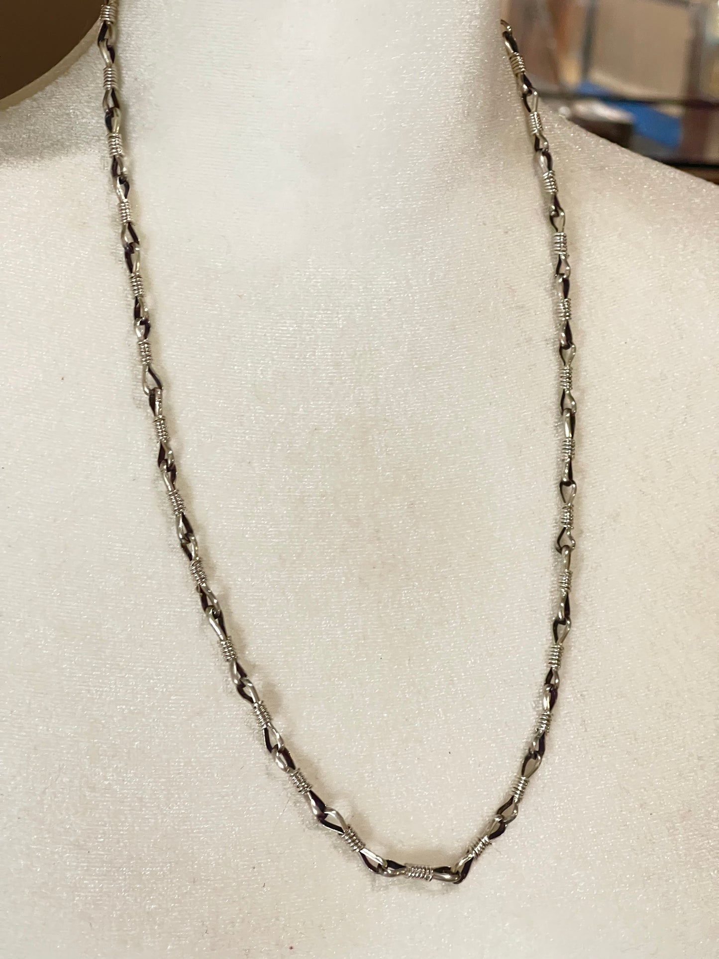 24" Handmade Silver Chain by Kevin Shorty, Navajo
