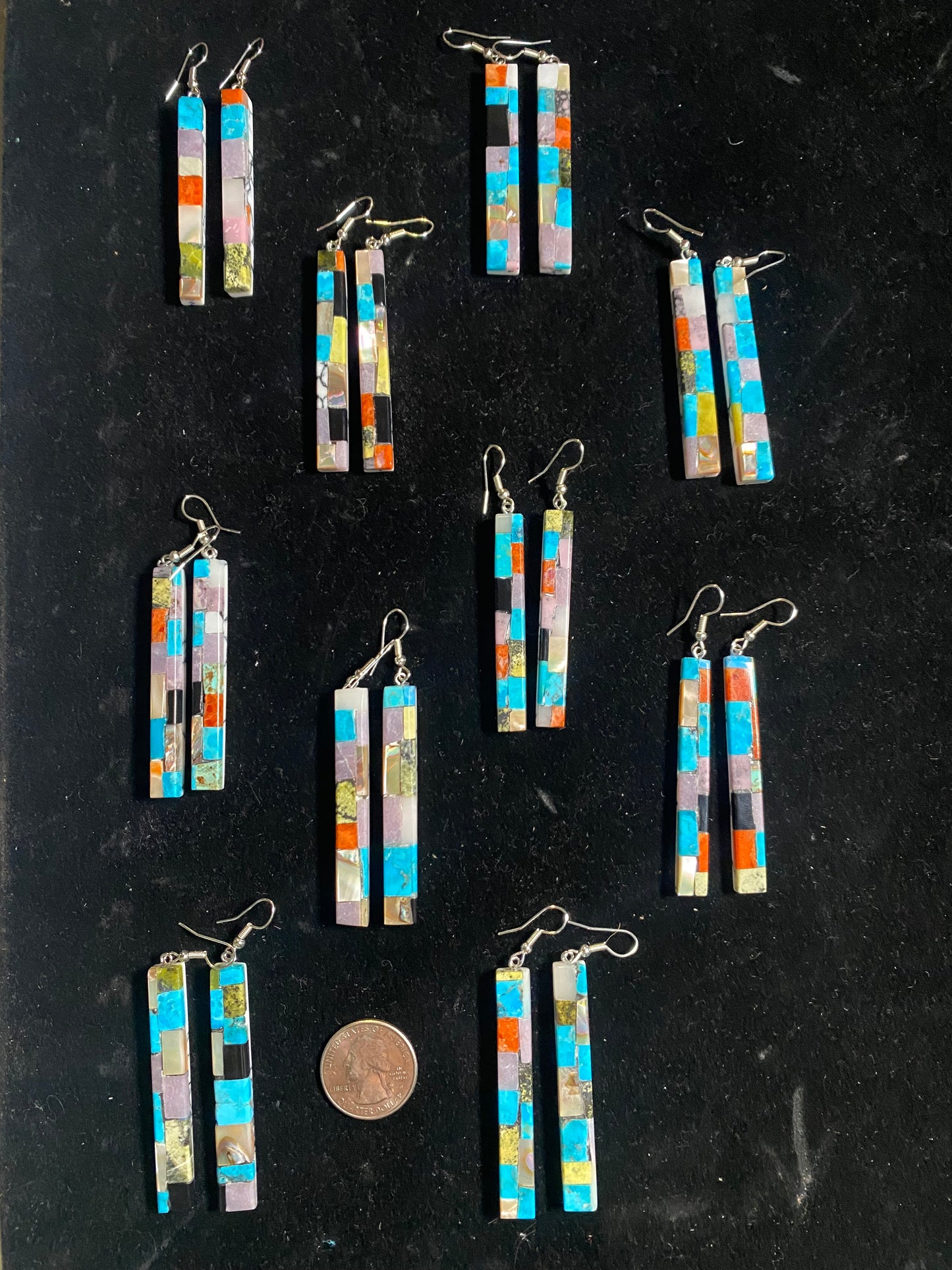 Paper Thin Lapidary Thin Rectangle Dangle Earrings by Charles Bird