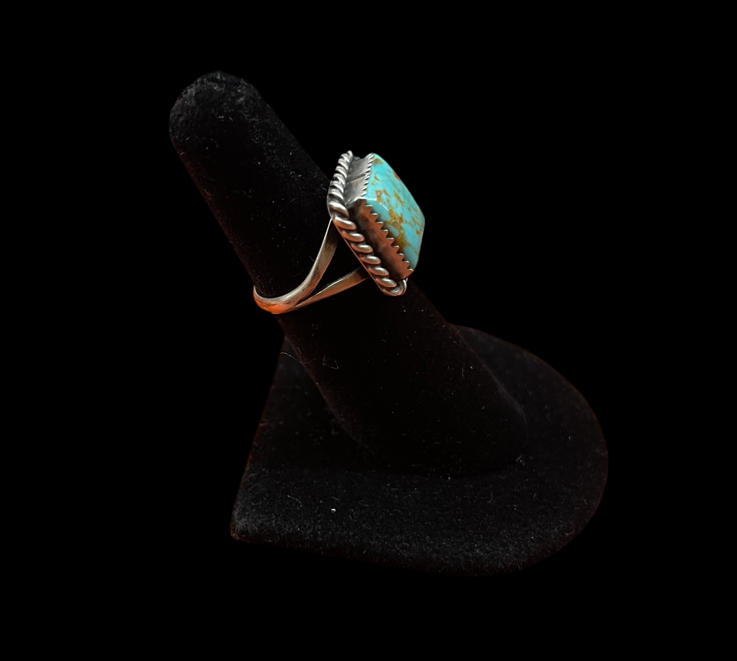 6.0 Kingman Turquoise Square Ring by Freda Martinez.