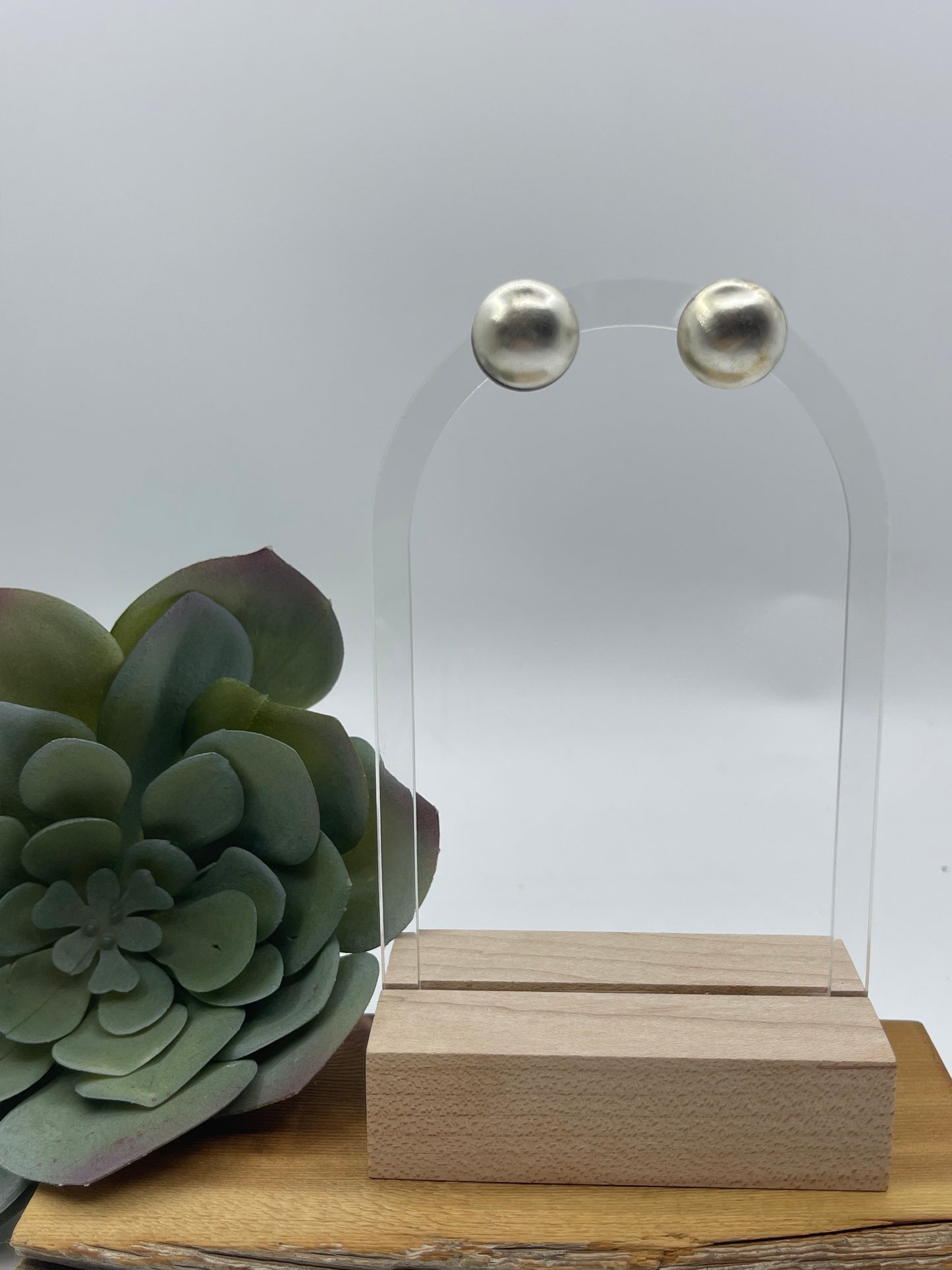 14mm Handmade Navajo Pearl Post Earrings by Monica Smith, Navajo
