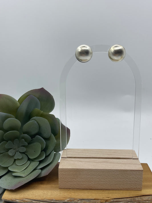 14mm Handmade Navajo Pearl Post Earrings by Monica Smith, Navajo