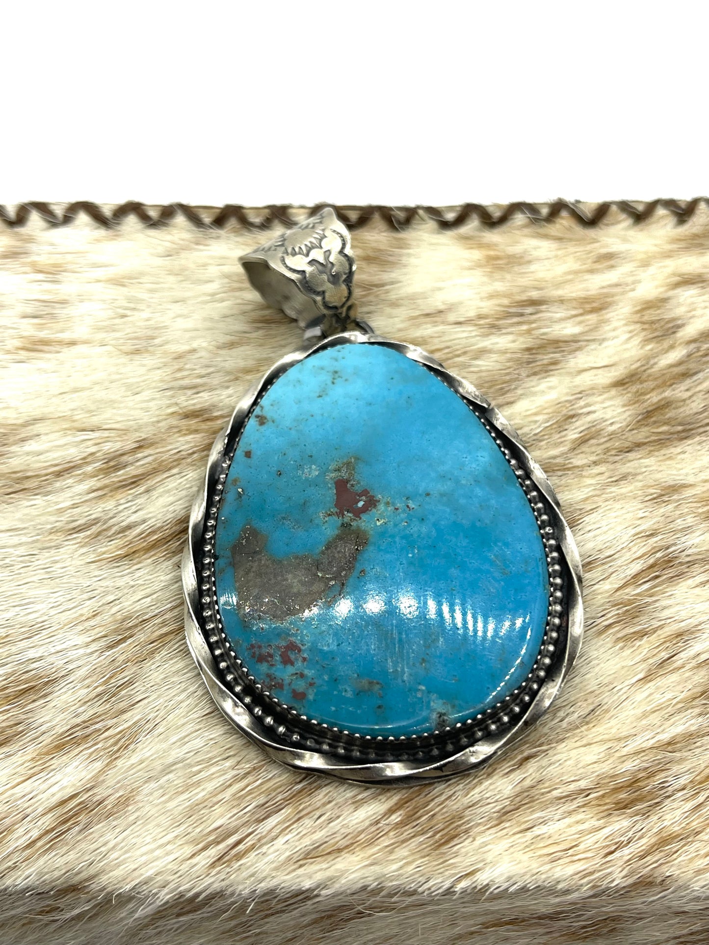 Kingman Turquoise Teardrop Pendant