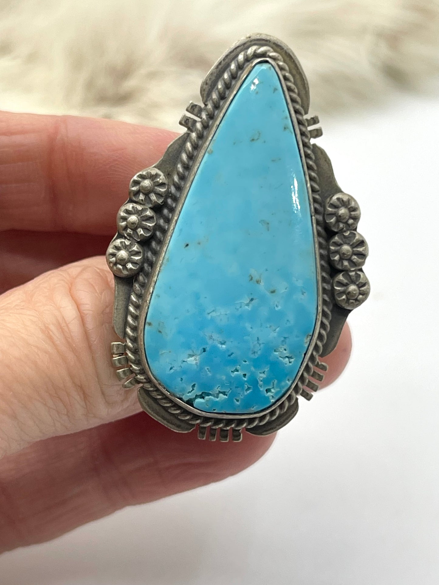 6.5 Kingman Turquoise Ring By John Nelson, Navajo