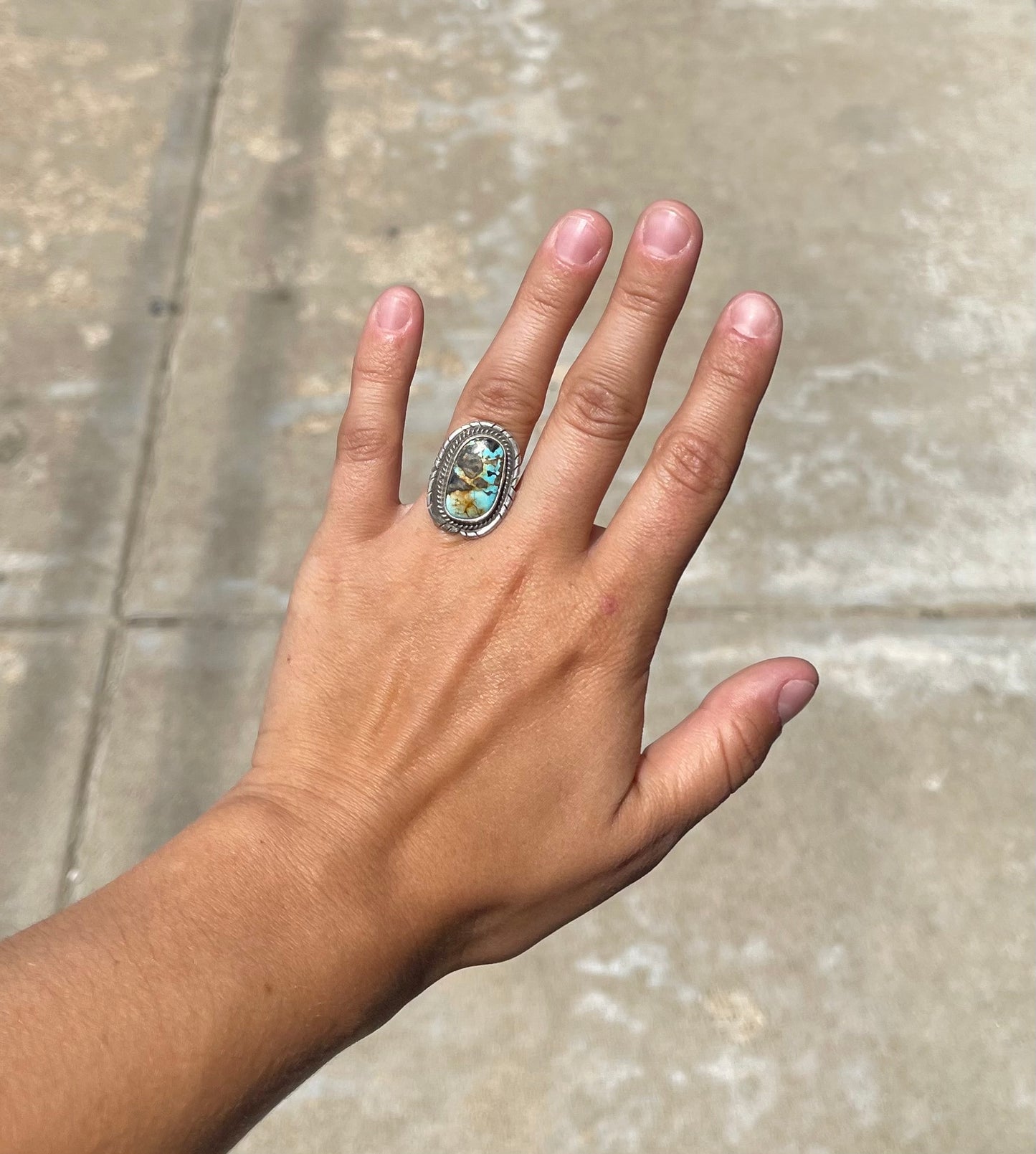 6.0 Kingman Turquoise Ring by Peggy Skeets, Navajo