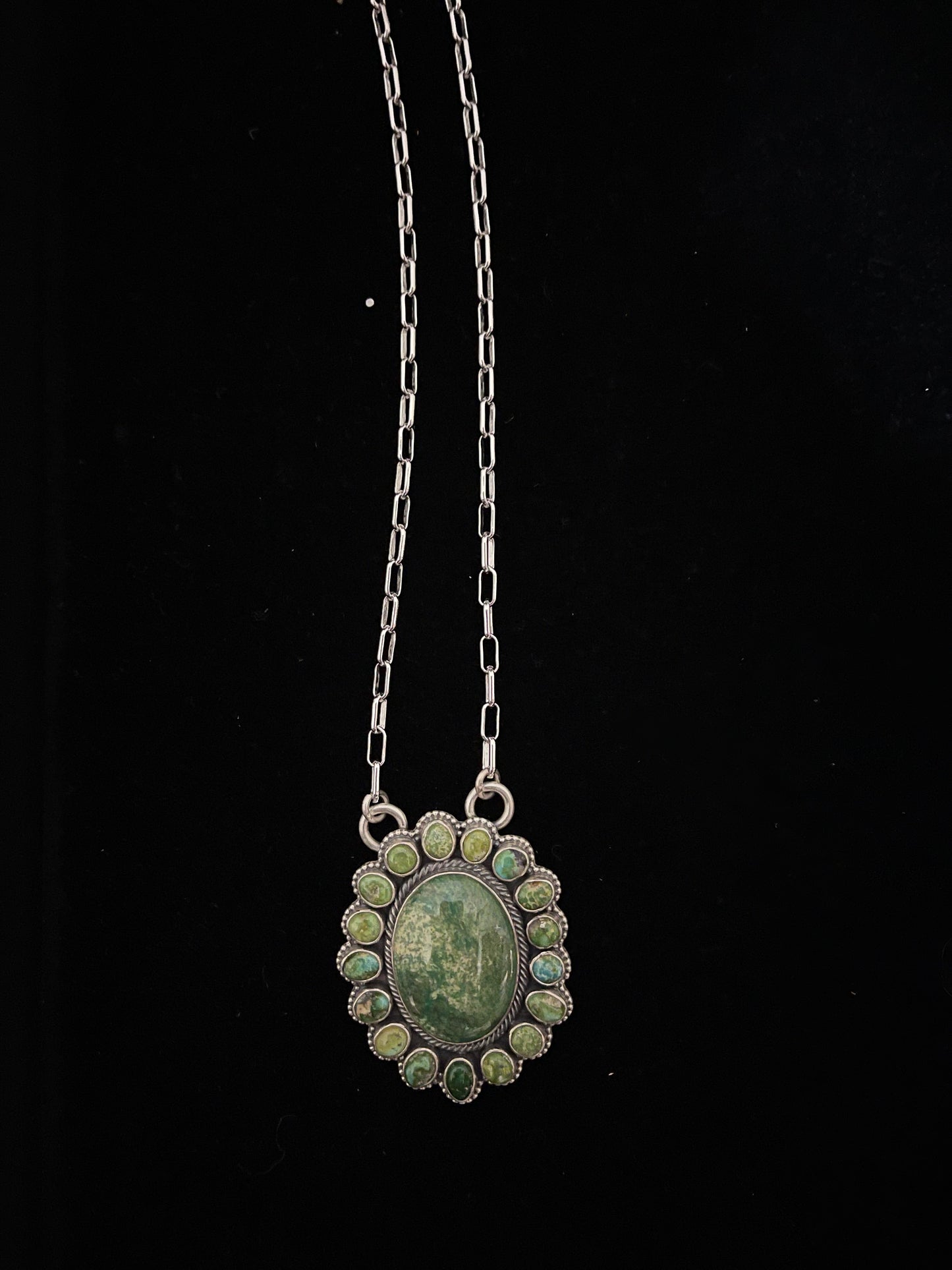 24" Green Turquoise Cluster Necklace