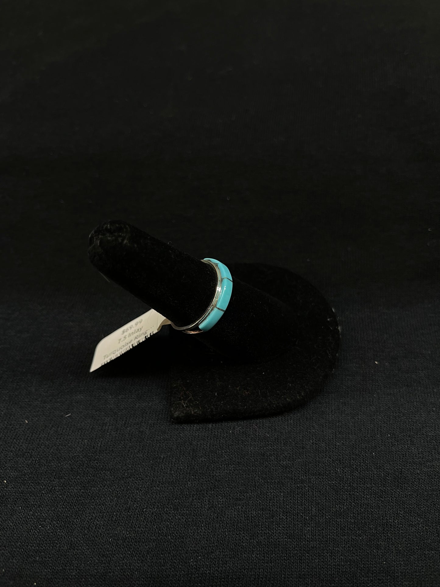 7.5 Inlay Turquoise Ring by Antonio Duran, Navajo