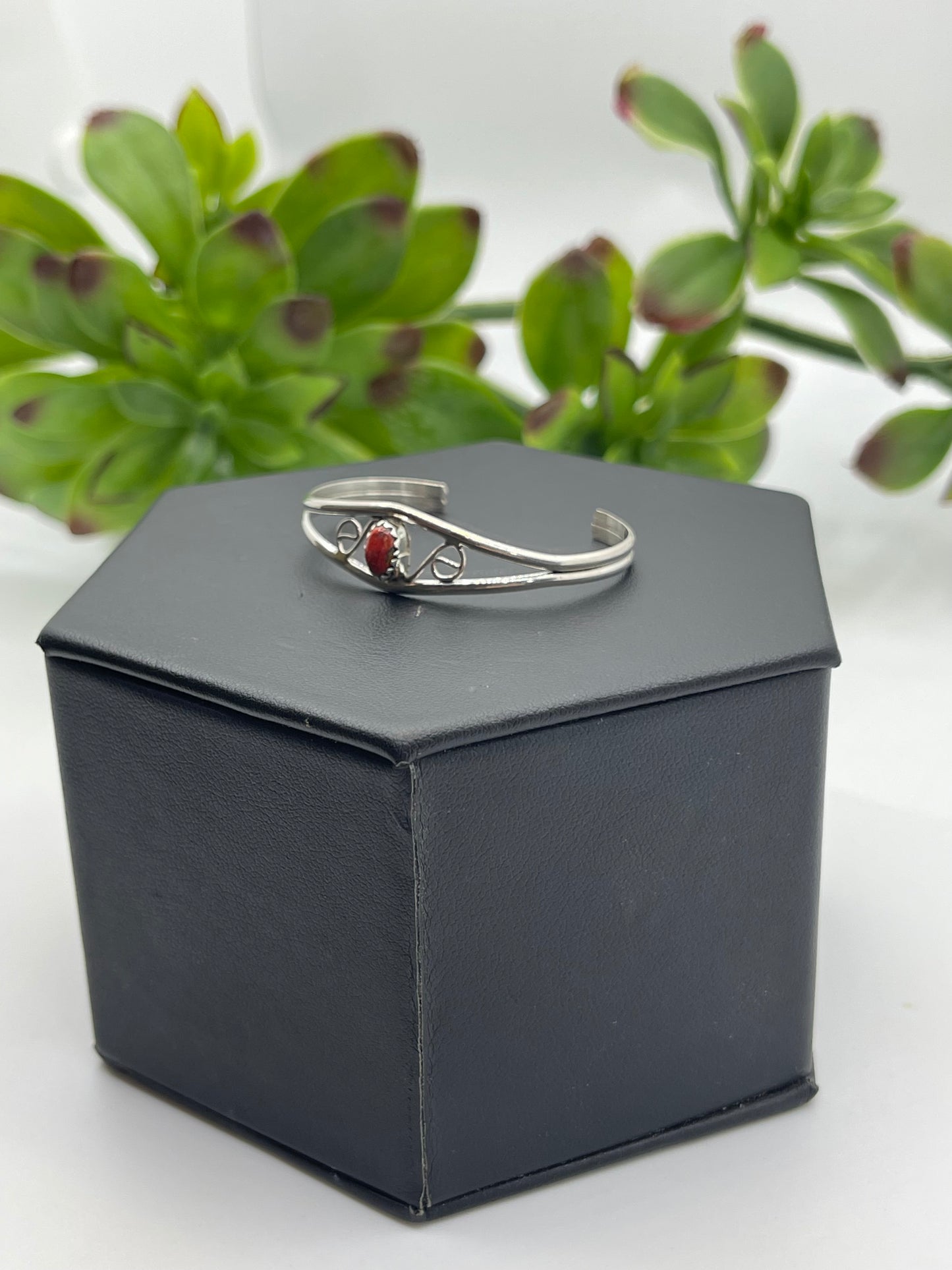 Coral Stone Sterling Silver Baby Bracelet