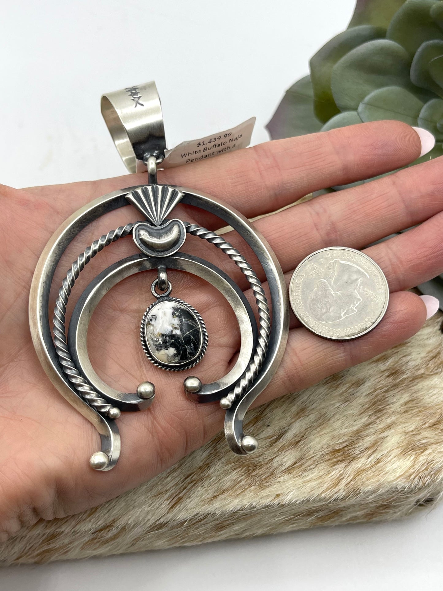 White Buffalo Naja Pendant with a 20mm Bale