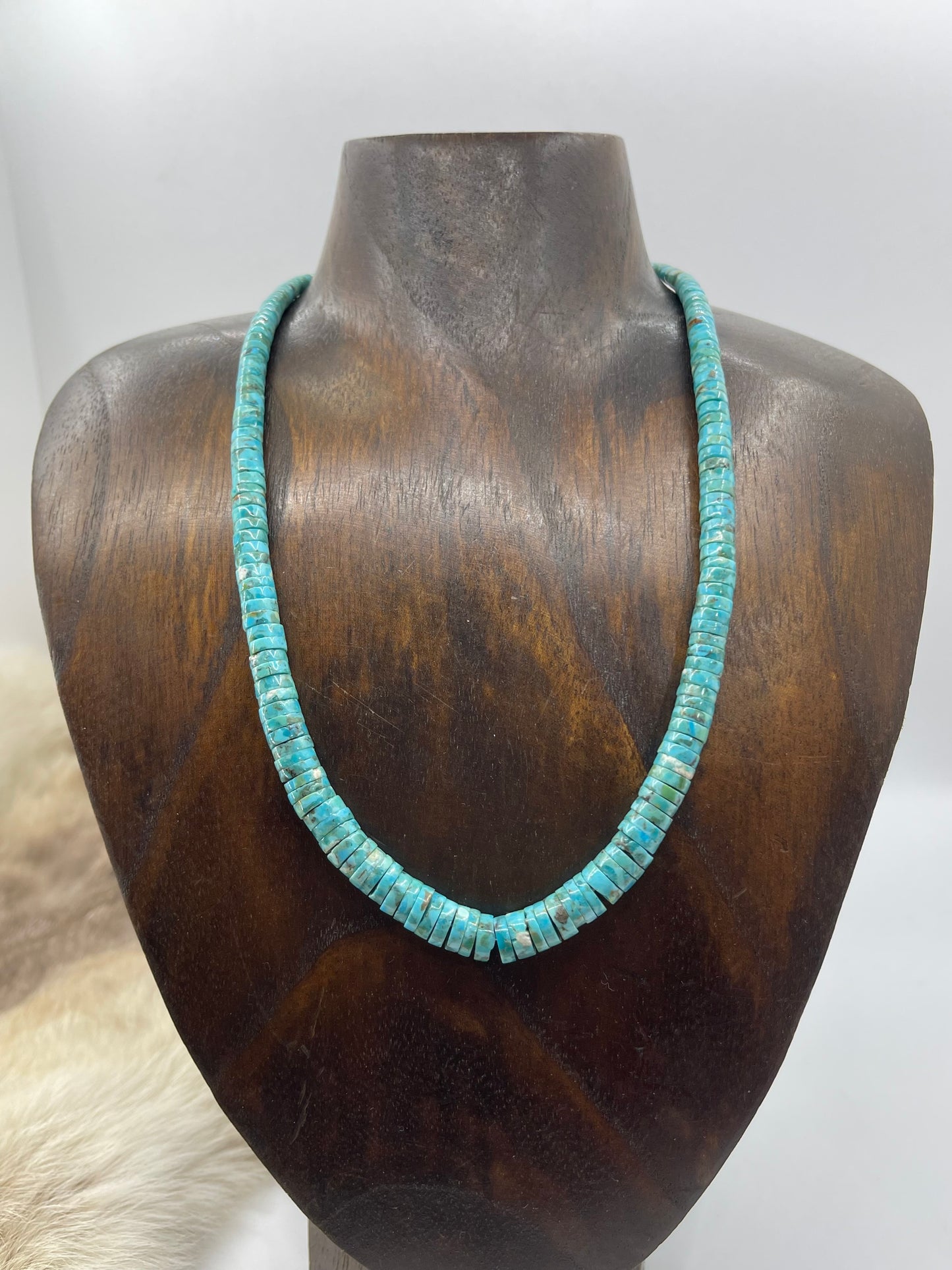 18" Natural Turquoise Graduated Heishi Beads