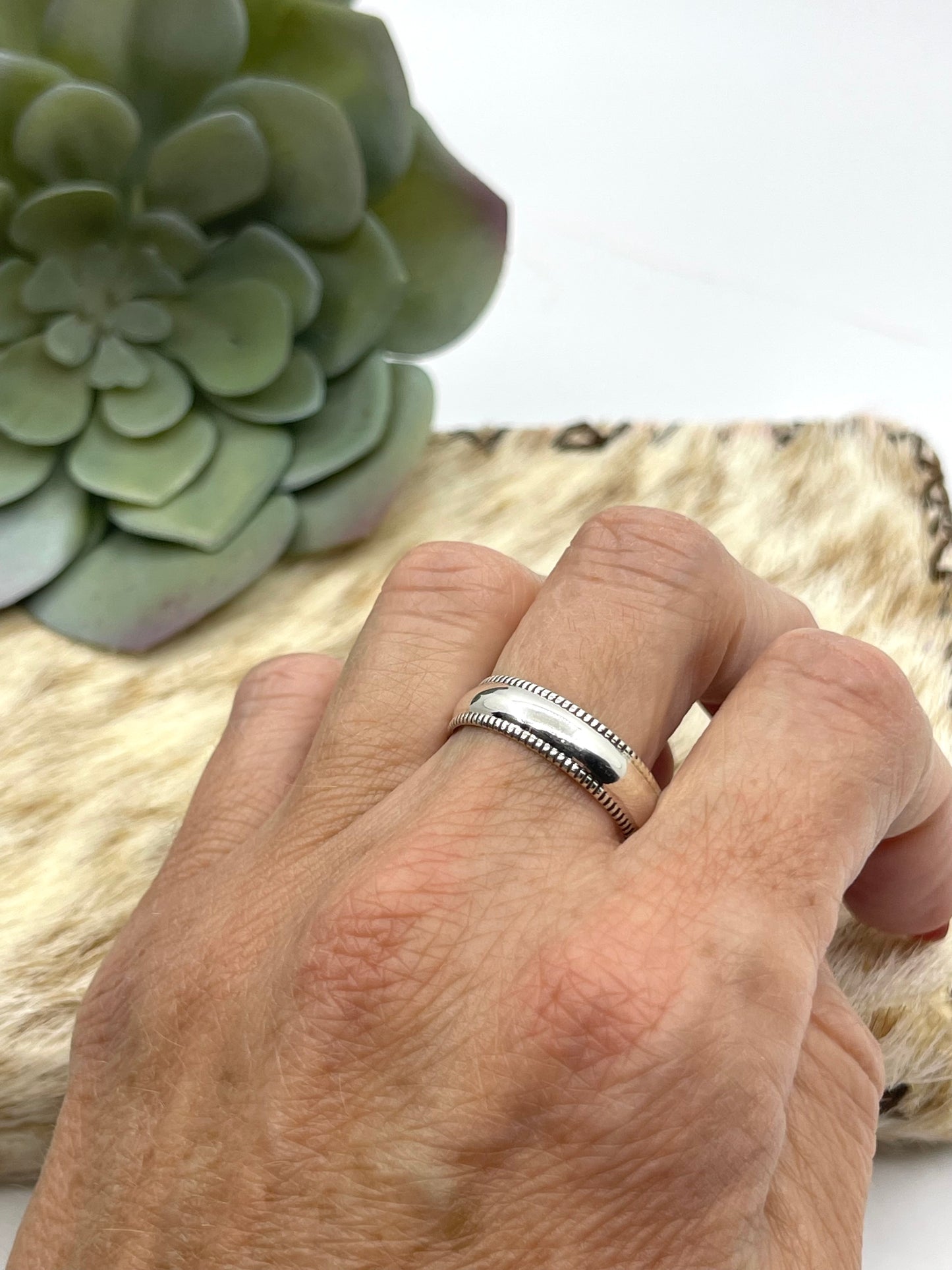 6.5 Silver Band Ring by Gary Sanduval, Navajo