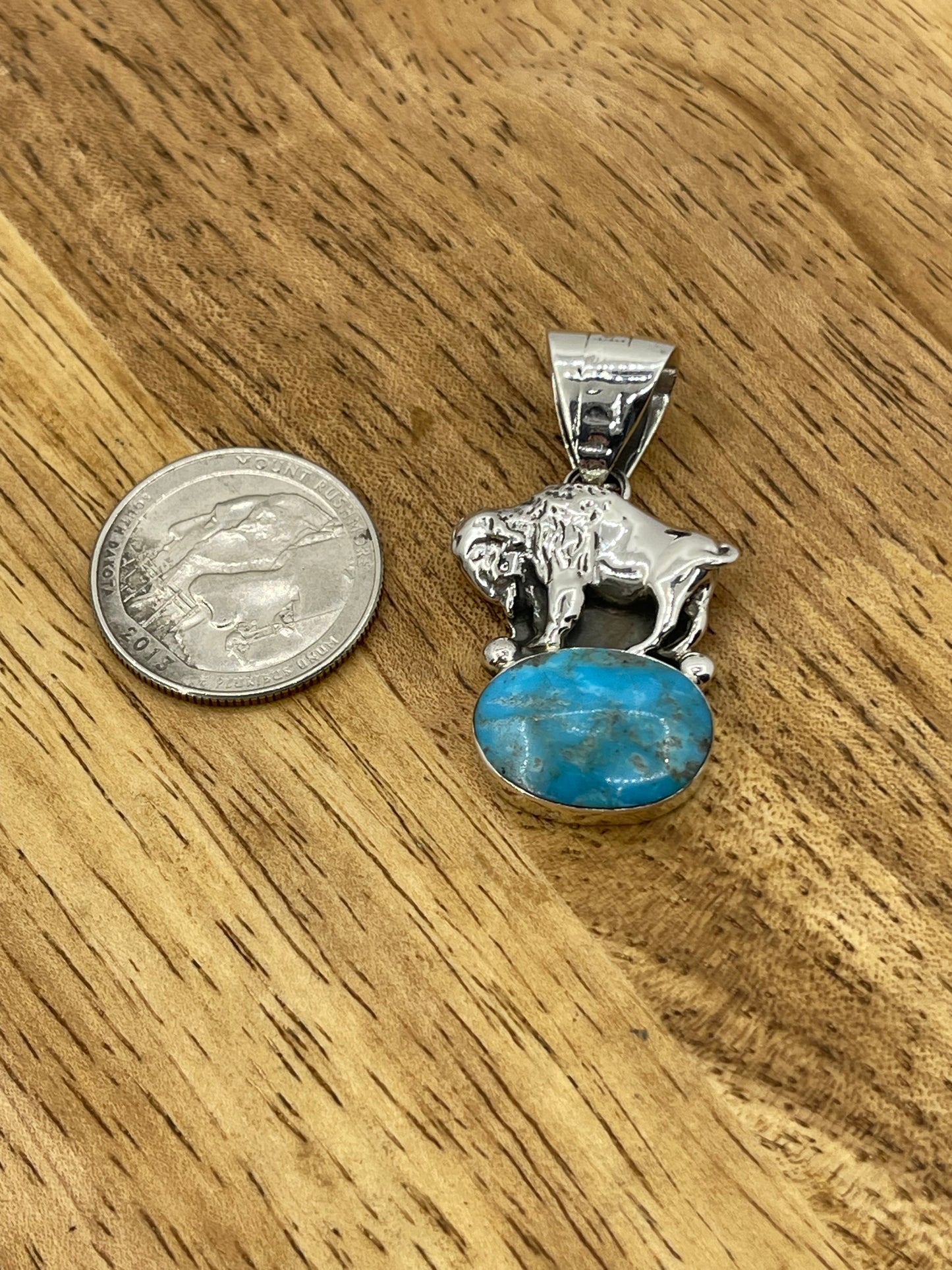 Turquoise Buffalo Pendant with  7.3mm Bale by Arthur Bruggeman, Navajo (Matrix Varies)