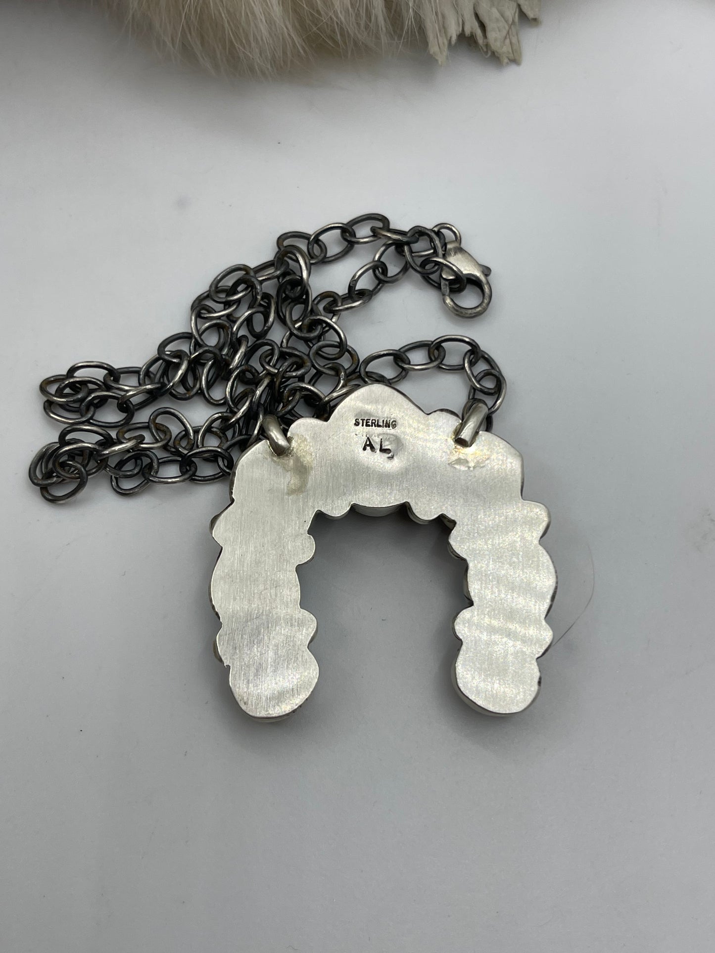 16" Pink Dahlia Naja Necklace by Augustine Largo, Navajo
