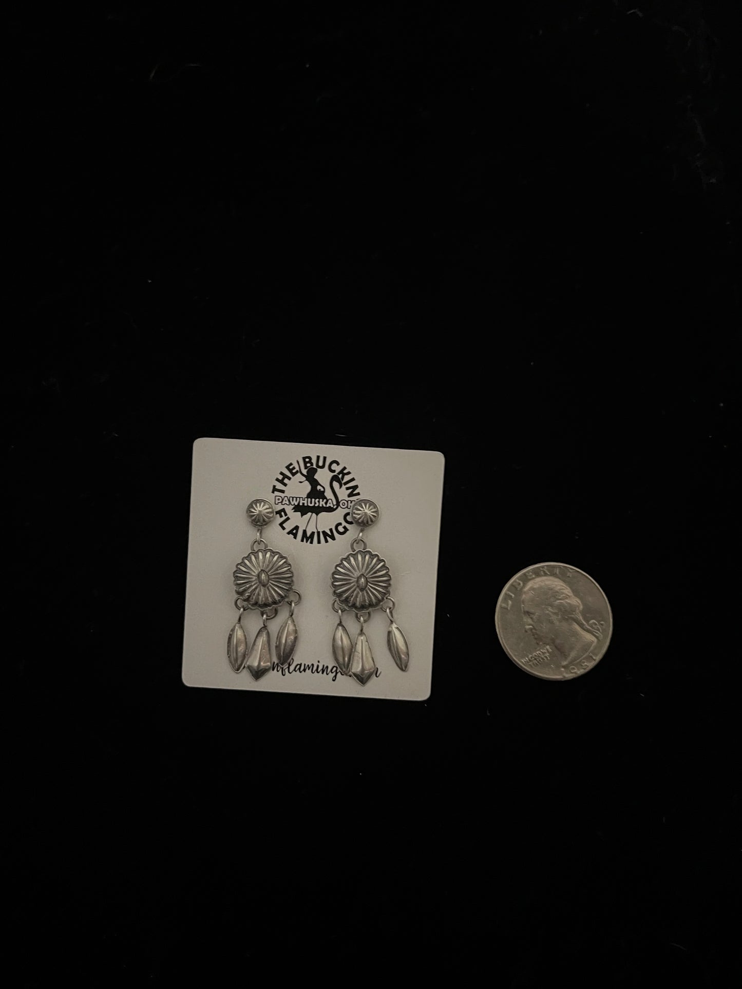 Mini Concho Post Dangle Earrings by Terry Charlie, Navajo