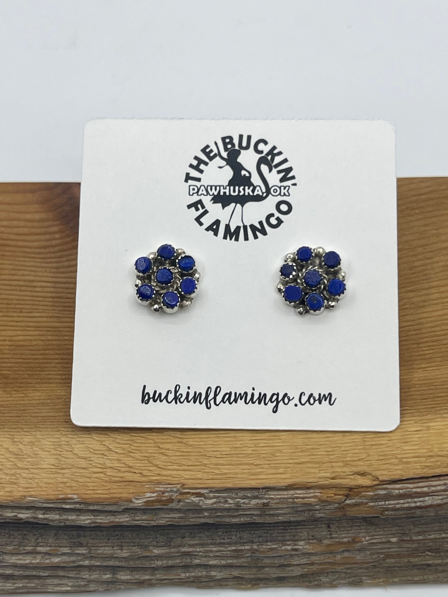 Blue Lapis Cluster Post earrings by Olivia Qualoo, Zuni
