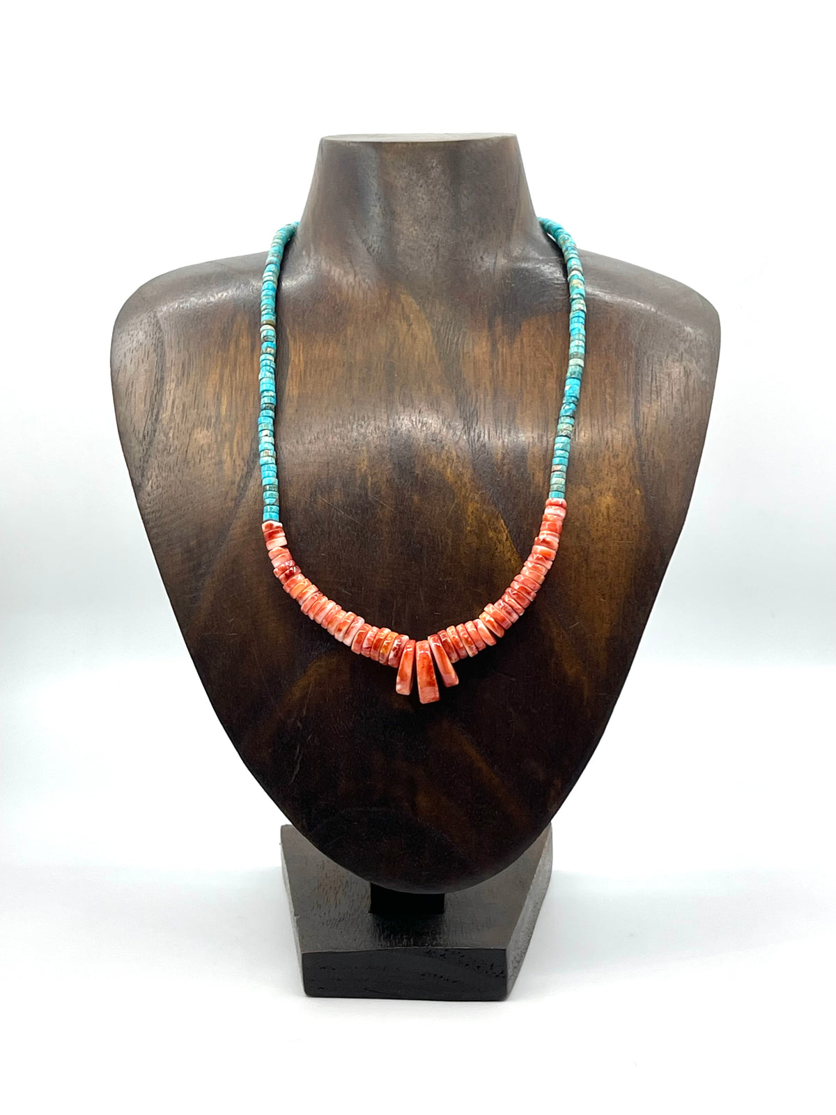 18" Turquoise & Spiny Oyster Shell Necklace