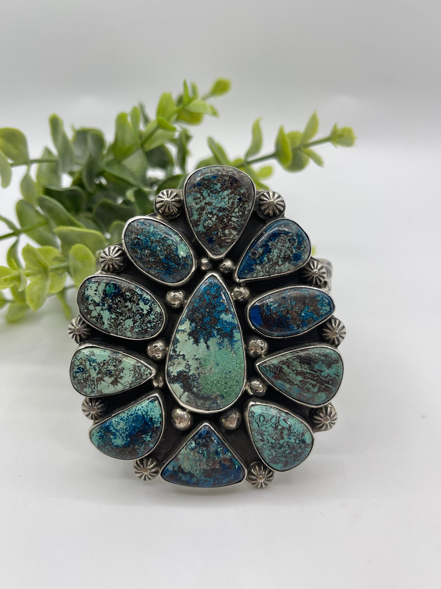 6.25'' - 7.75'' Azurite Stone Cuff By Chimney Butte Navajo