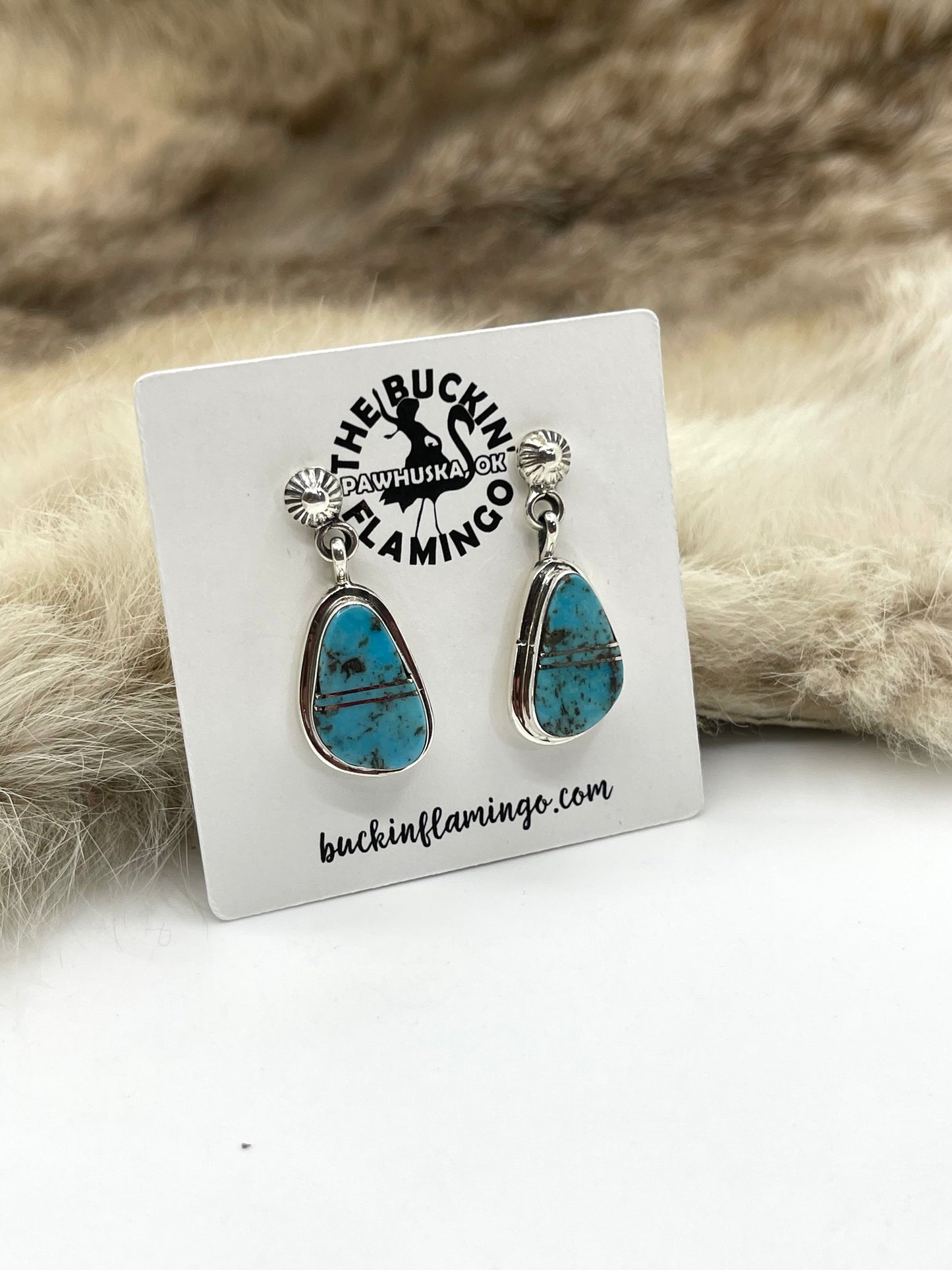 Turquoise Earrings by James Manygoats, Navajo
