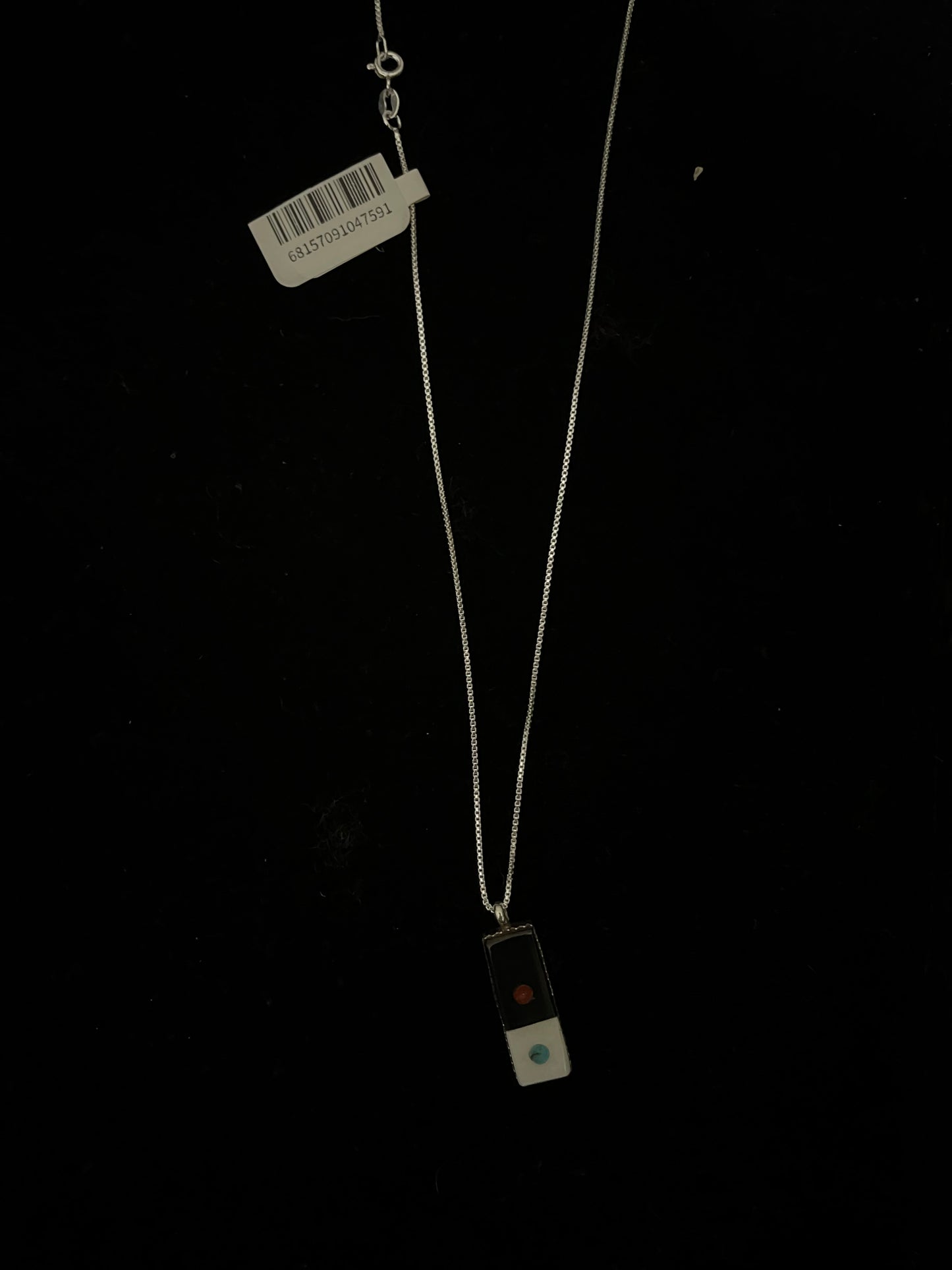 18" Inlaid Domino Bar Necklace by Jovi Burns, Navajo