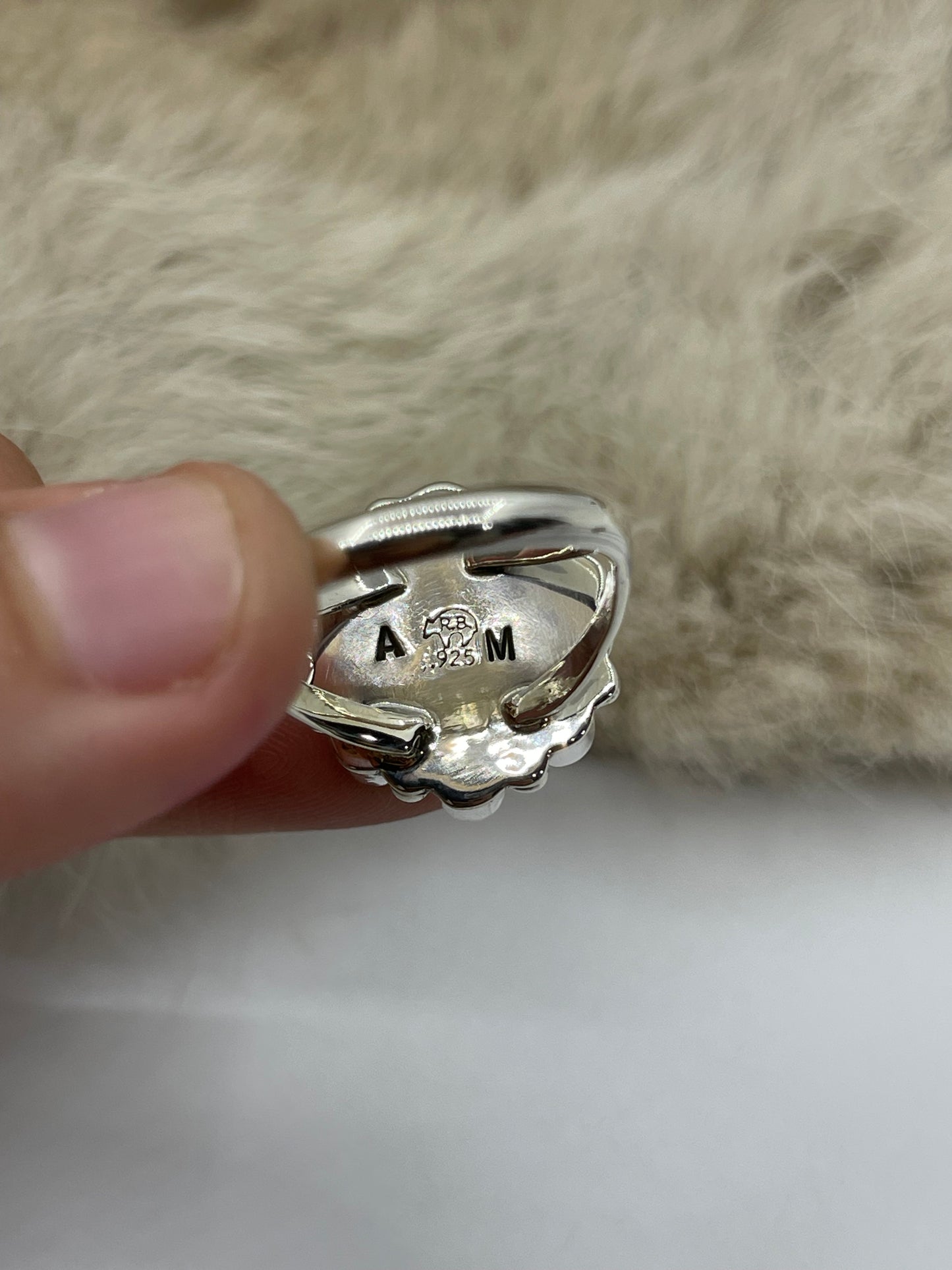 5.0 Turquoise & Quartz Ring by Sheena Jack, Navajo