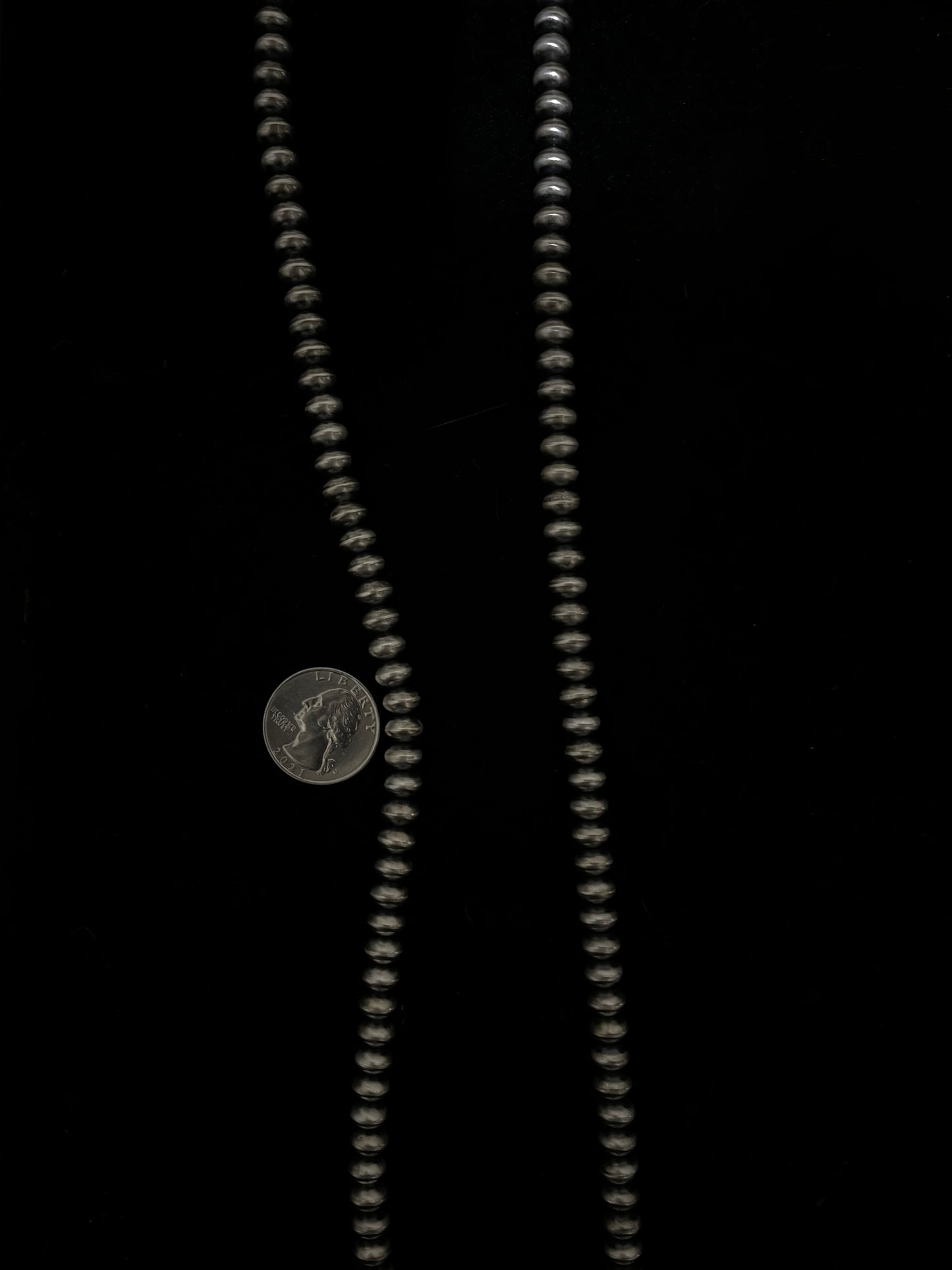 36" 8mm Handmade Navajo Saucer Pearls Necklace by Bryannen Halwood, Navajo
