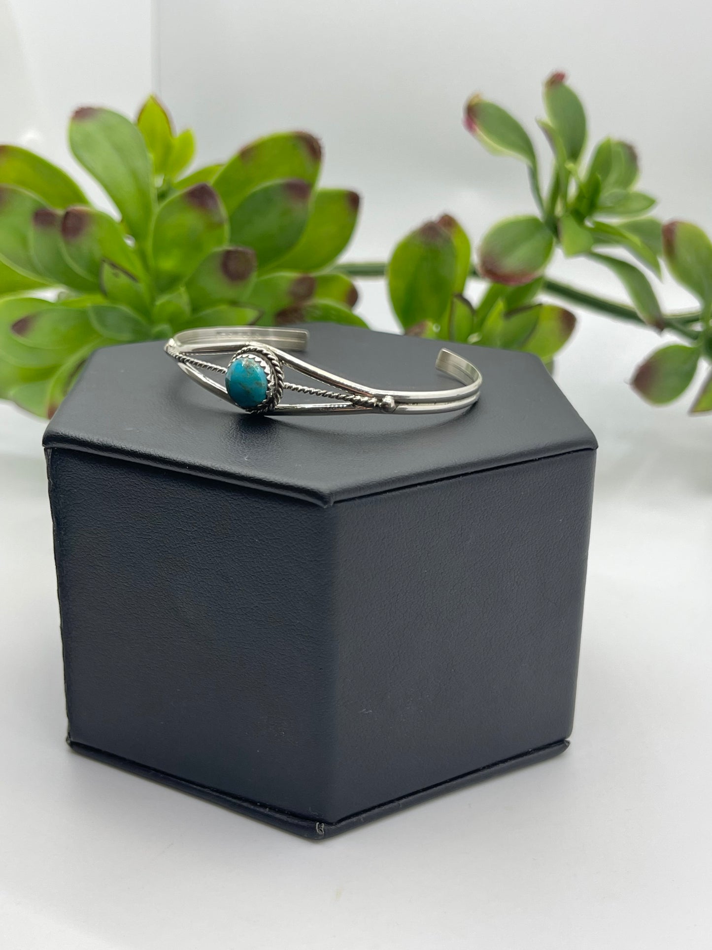 5" - 6.75" Turquoise Stone Sterling Silver Cuff