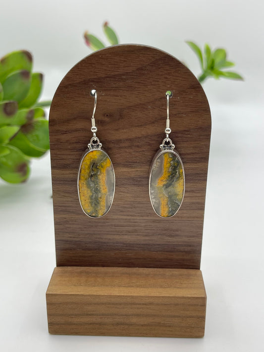 Bumblebee Jasper Oval Shaped Earrings