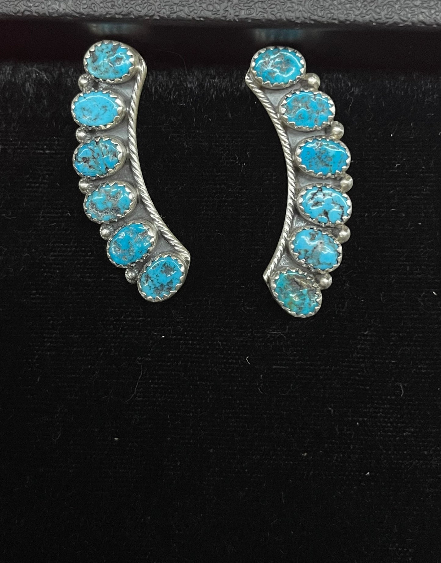 6 Stone Sleeping Beauty Turquoise Post Dangle Earrings